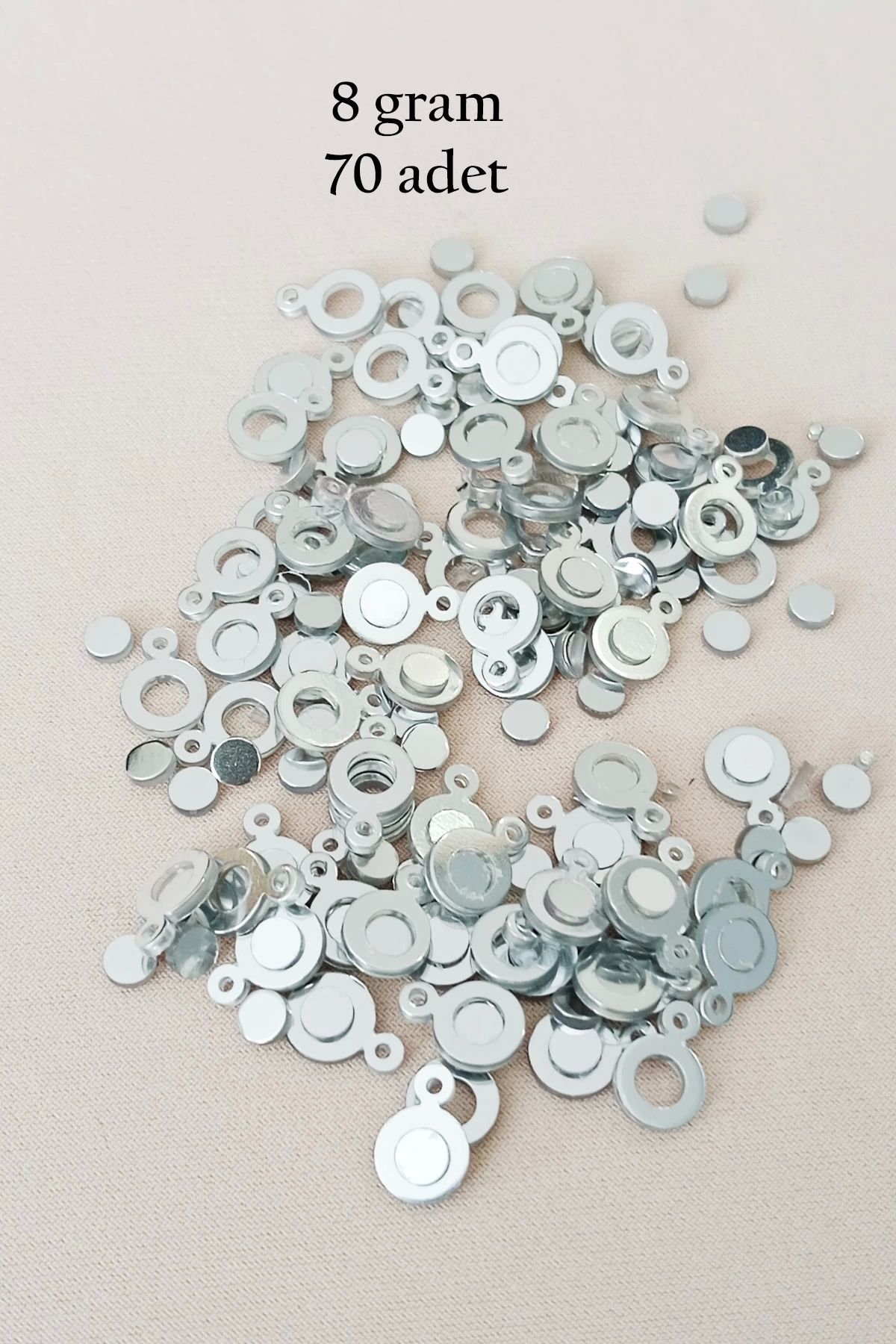 Royaleks Oya Abiye Bileklik Kolye Pleksi Metalik Plastik Pul Gümüş Renk 8 gram 70 adet - BNC510