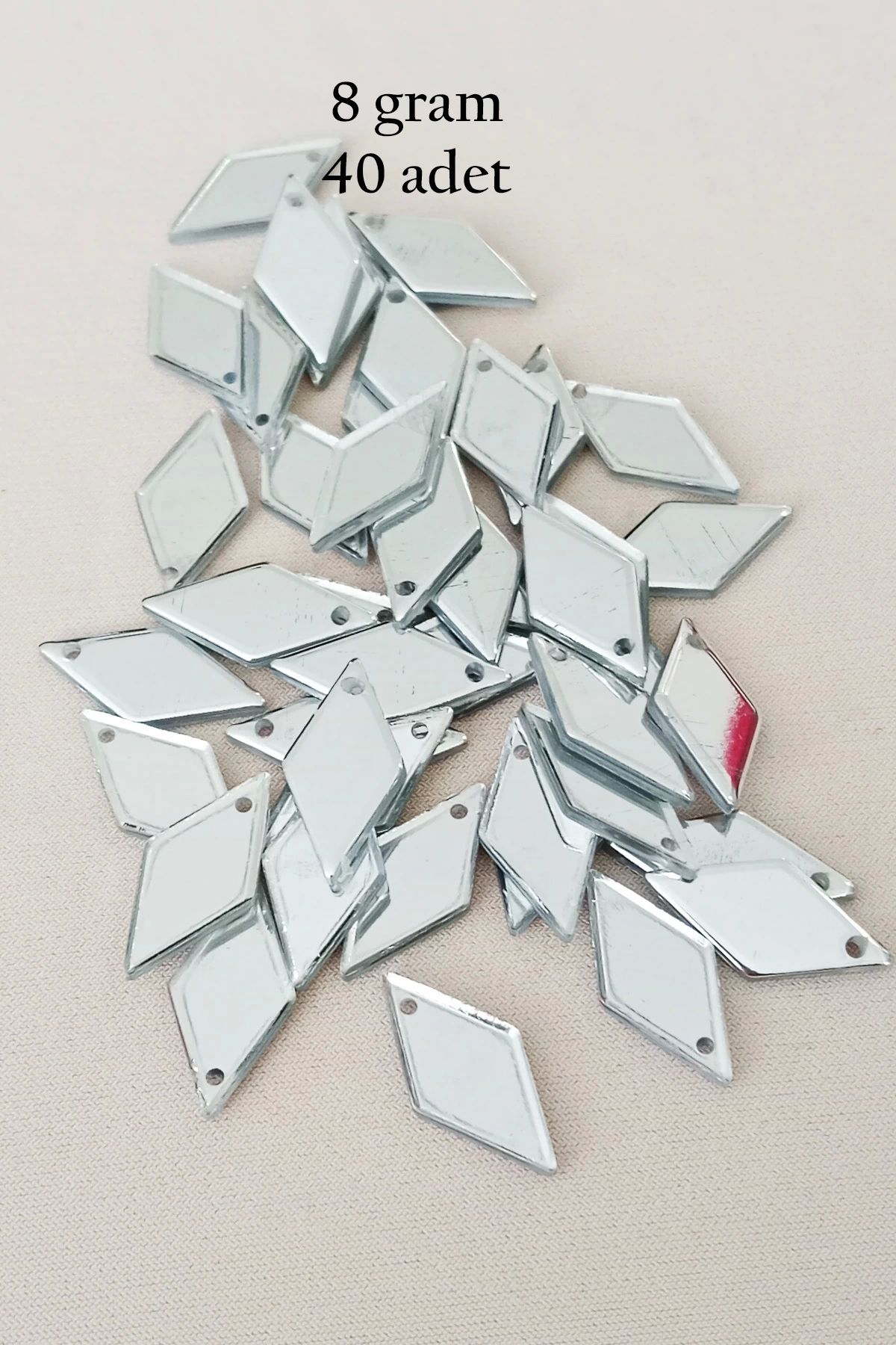 Royaleks Oya Abiye Bileklik Kolye Pleksi Metalik Plastik Pul Gümüş Renk 8 gram 40 adet - BNC517