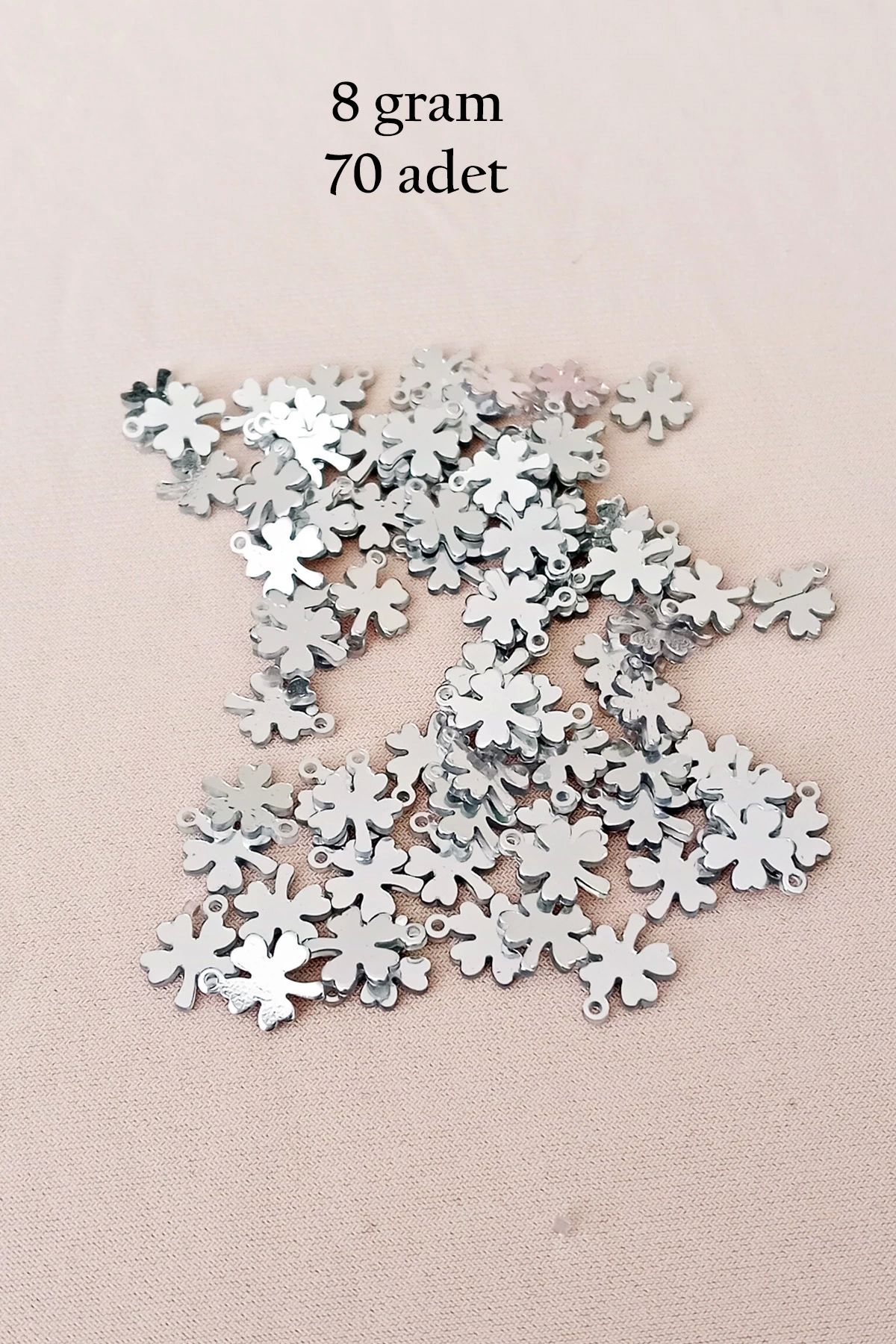 Royaleks Oya Abiye Bileklik Kolye Pleksi Metalik Plastik Pul Gümüş Renk 8 gram 70 adet - BNC502