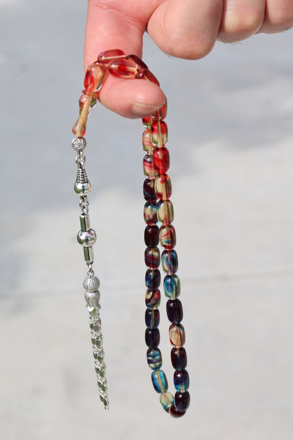 ARURTAKI Erkek Hediyelik 33'lük Multicolor Ateş Kehribar Püsküllü Tesbih