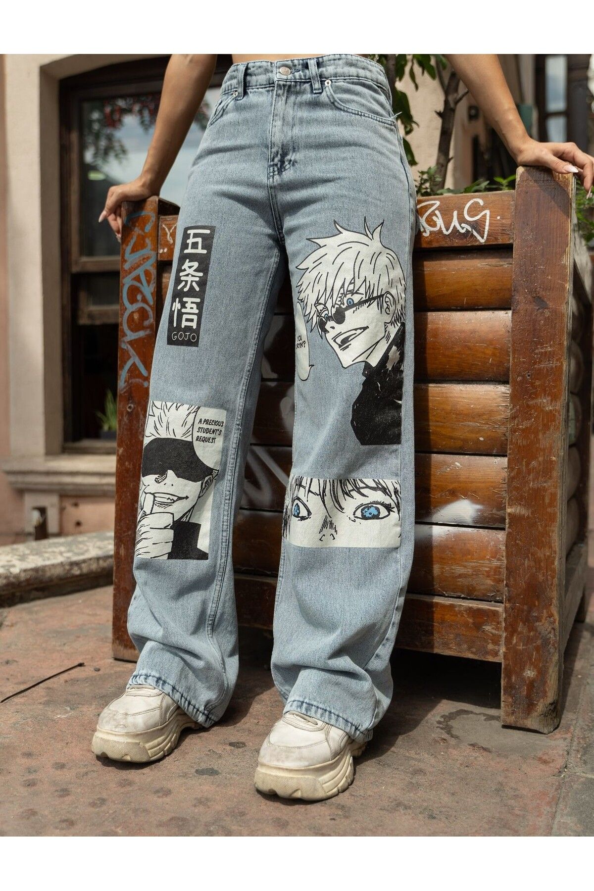 KOTOLOG Y2k Saturo Gojo Jean Unisex Trend Baggy Pantolon Bilbec