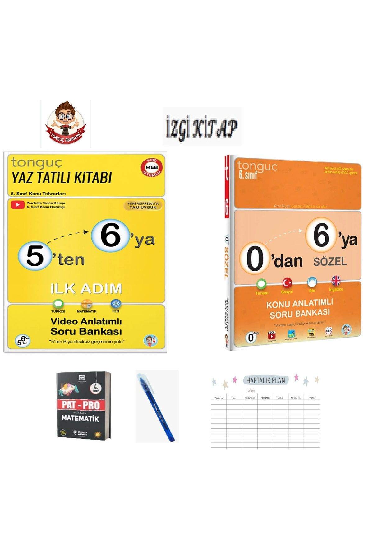 Tonguç Yayınları Tonguç 5'Den 6'Ya Hazırlık Kitabı+0'Dan 6'Ya Sözel Set ve PatPro-Kalem-Haftalık Planlama Hediyeli