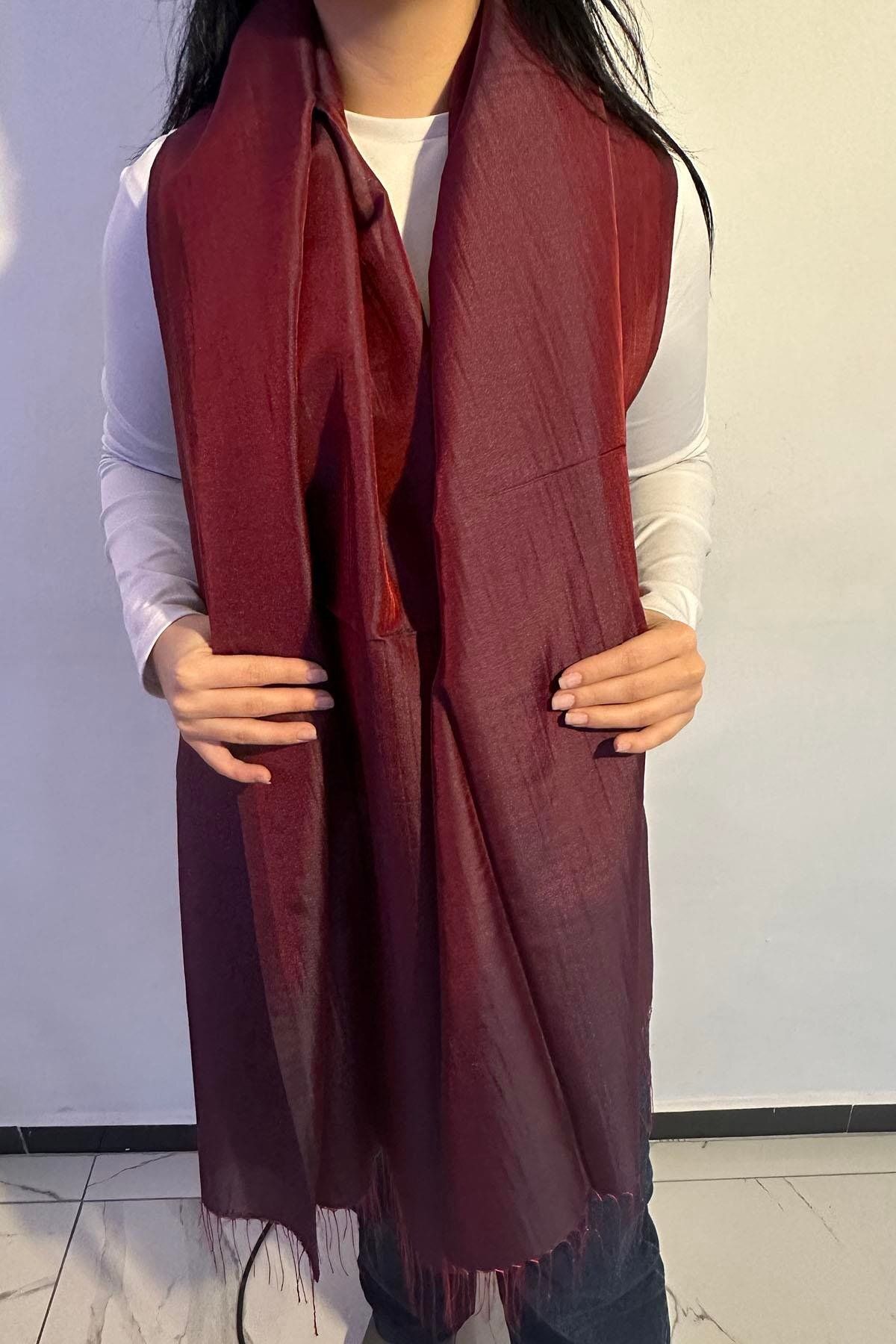 TAKIŞTIR Bordo Renk Tafta Şal