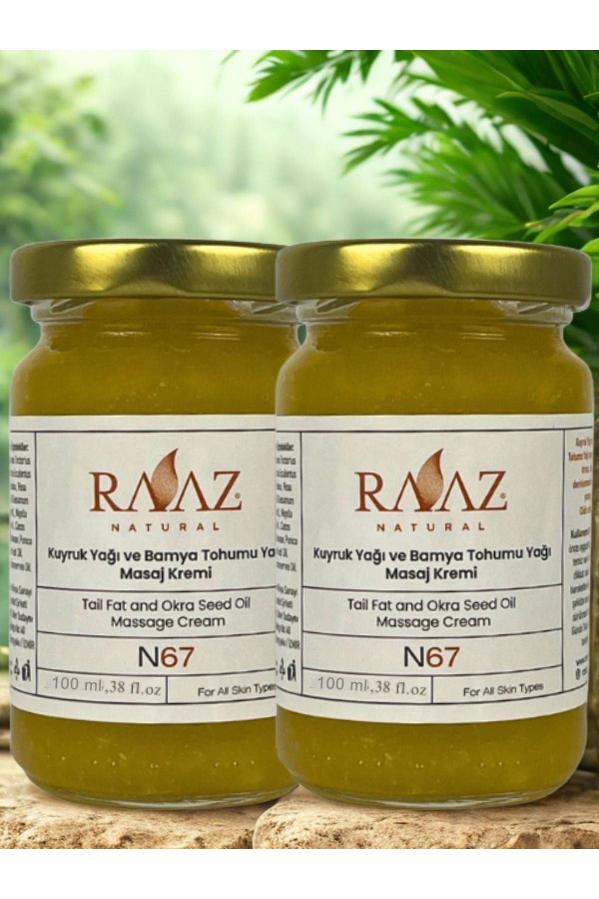 RAAZ Kuyruk Ve Bamya Tohumu Yağlı Masaj Kremi 100 ml 2li avantajlı set