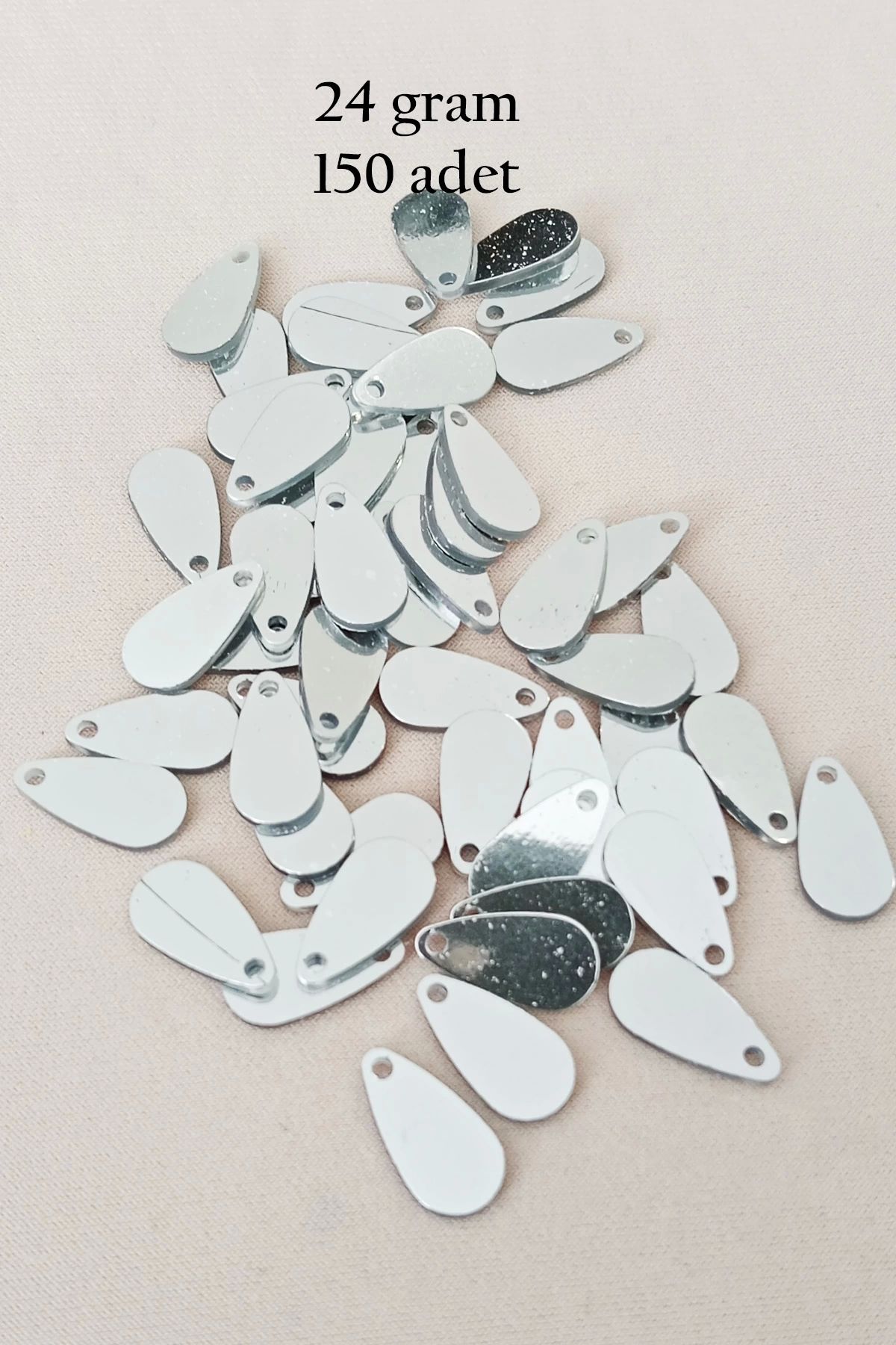 Royaleks Oya Abiye Bileklik Kolye Pleksi Metalik Plastik Pul Gümüş Renk 24 gram 150 adet - BNC591