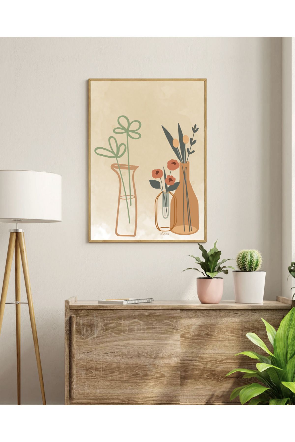Tuba Decor Tek parça Ahşap Çerçeve Görünümlü MDF Tablo