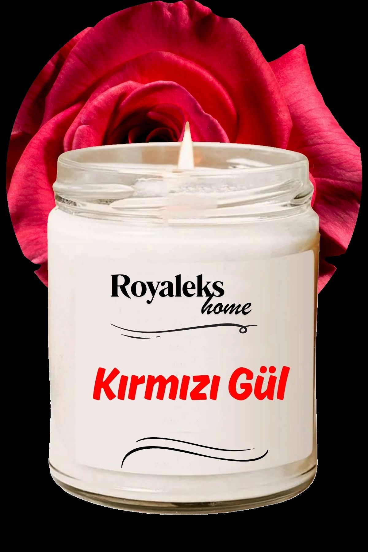 Royaleks Doğal Özel Seri Kokulu Dekoratif Kavanoz Mum 210 cc - Kırmızı Gül Esansı - RYL