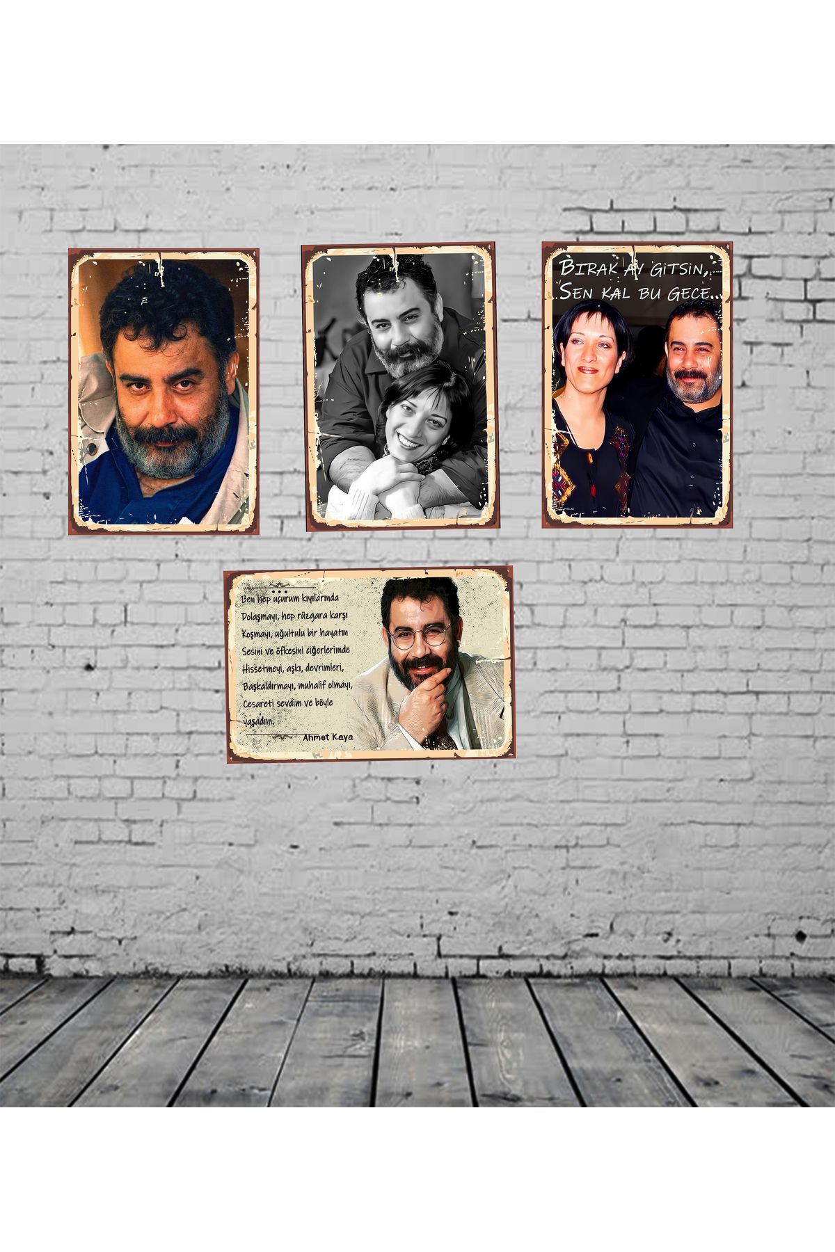 TAKIFİX Ahmet Kaya Sözler Temalı 4 Adet 20 x 30 MDF Tablo