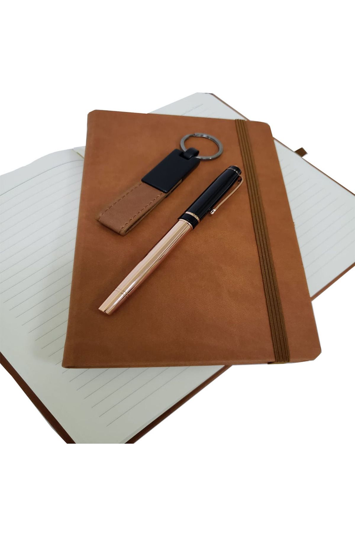 andela Özel Taba Rengi Vip Kalem Defter Ve Anahtarlık Seti