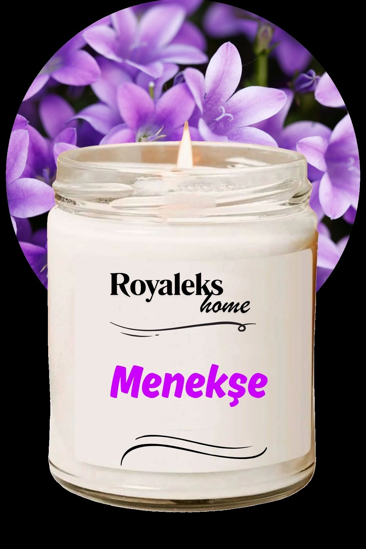Royaleks Doğal Özel Seri Kokulu Dekoratif Kavanoz Mum 210 cc - Menekşe Esansı - RYL