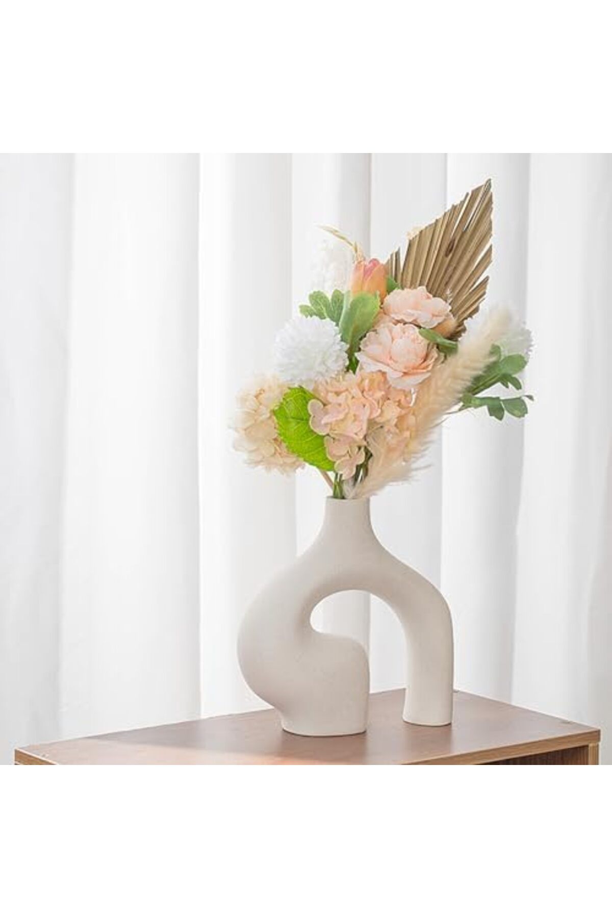 Generic-White Ceramic Vases Set of 2, Irregular Modern Pampas Flower Vase, Matte Minimalist Nordic Boho Ins 8