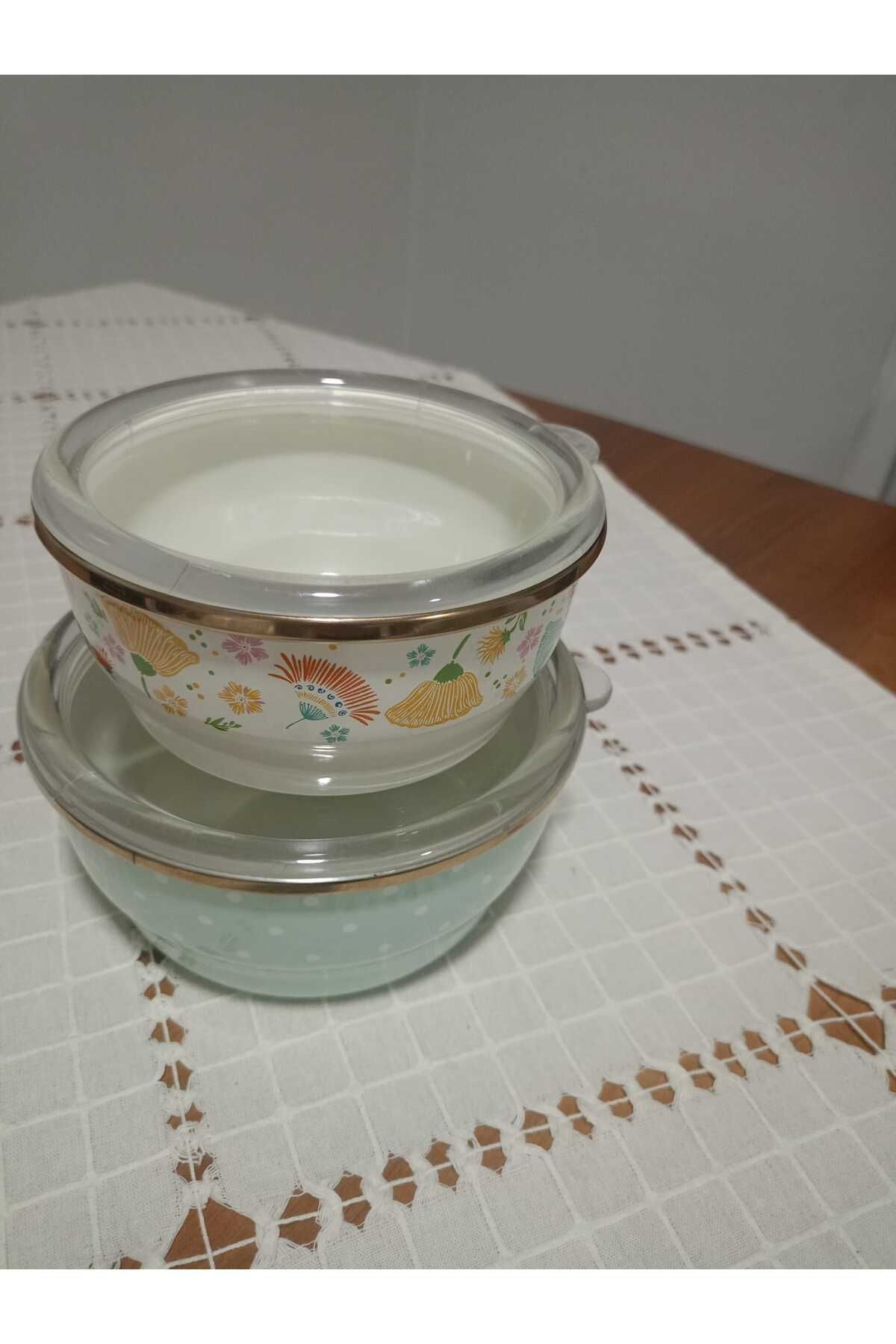 ÖNEM EV TEKSTİL Miss Betty Emaye Saklama Kabı 14-16 cm 2'li Set