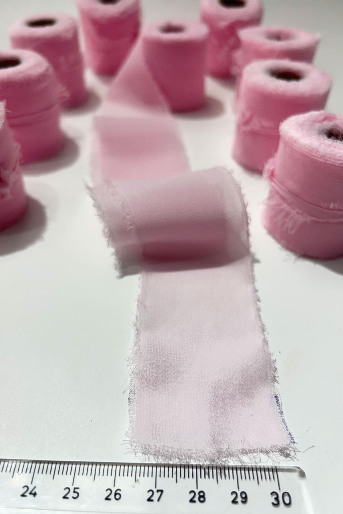 Limelia Bebe Pembe Yıtrmaç Şifon Kurdele 4 cm Eni 4,5 Mt 1 Top