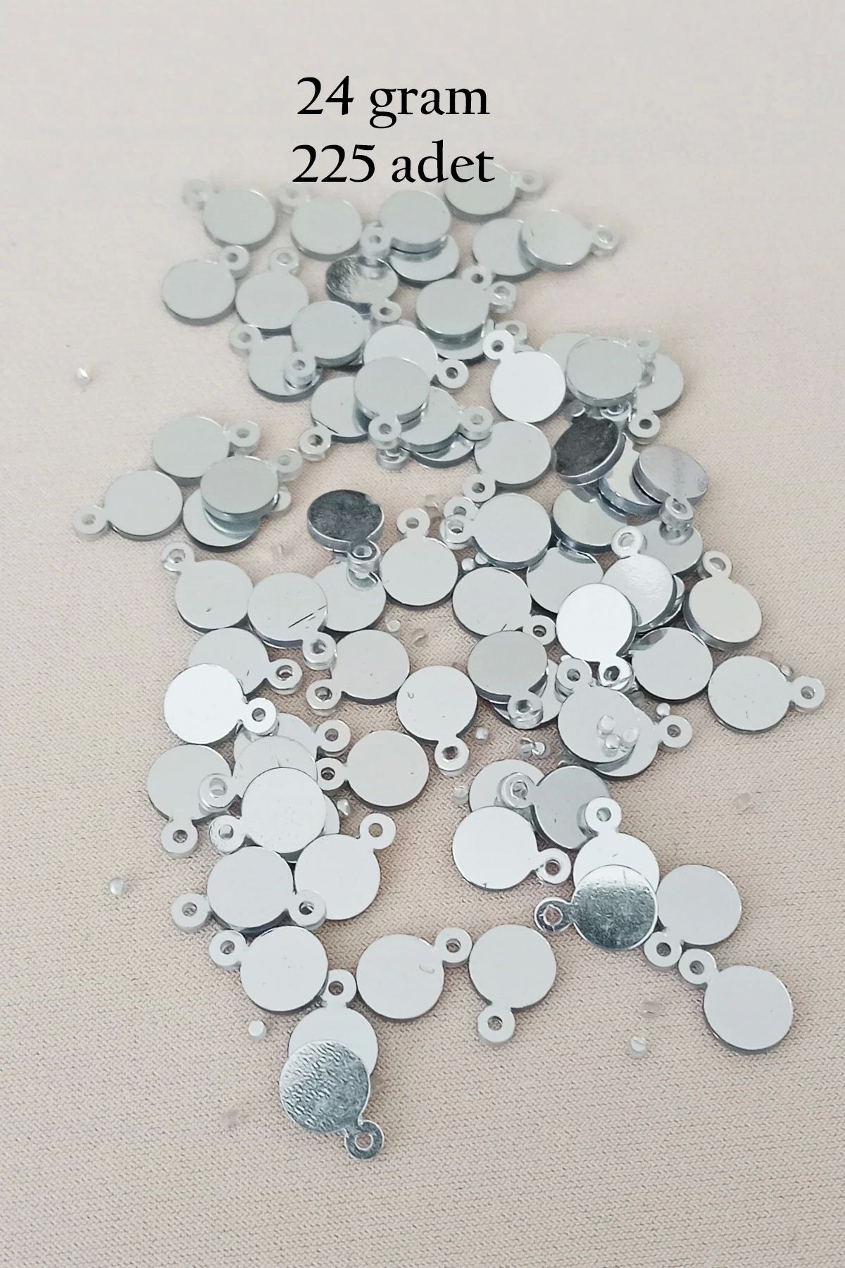 Royaleks Oya Abiye Bileklik Kolye Pleksi Metalik Plastik Pul Gümüş Renk 24 gram 225 adet - BNC580