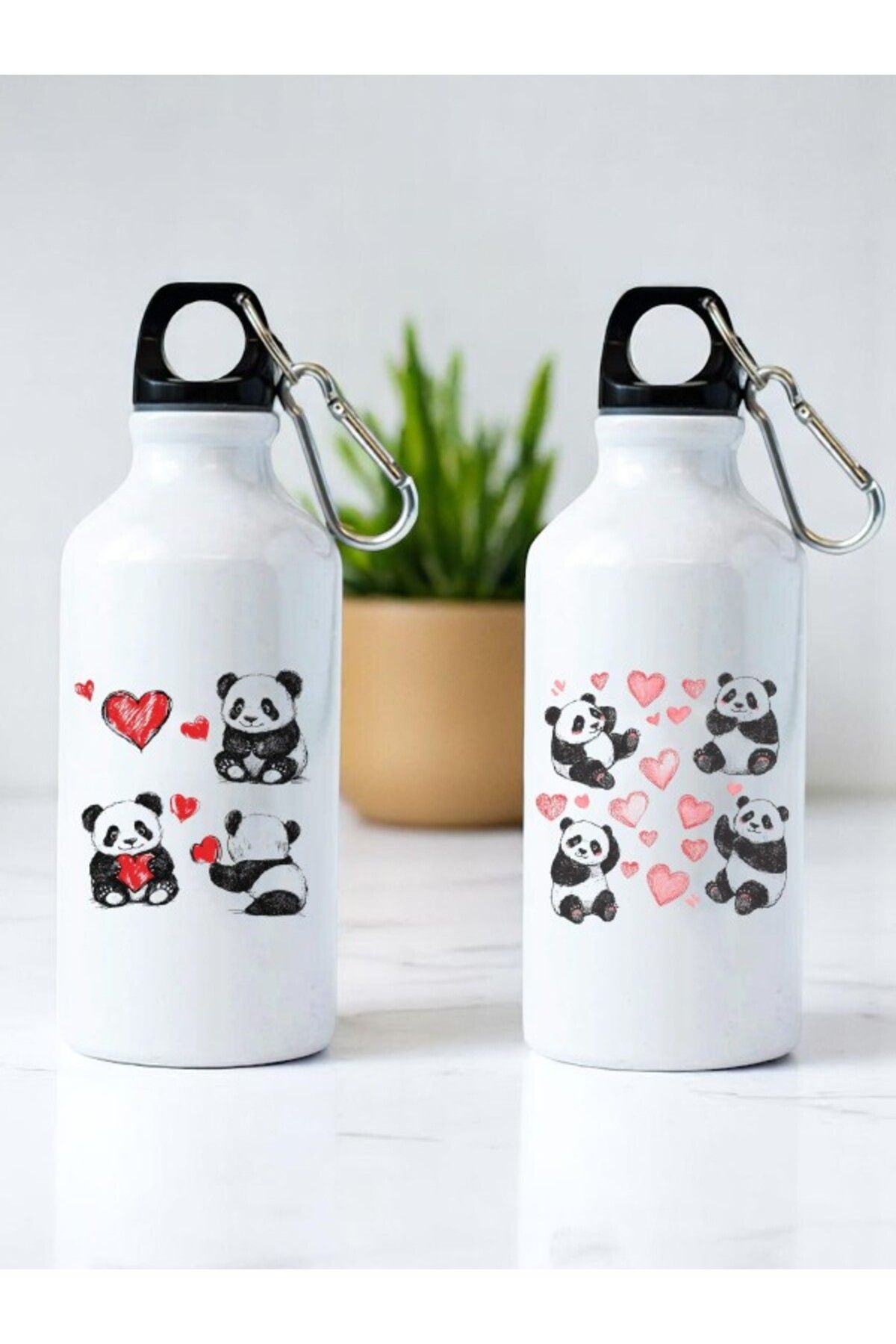 lili hediyelik Panda Baskılı 2'li Matara Suluk
