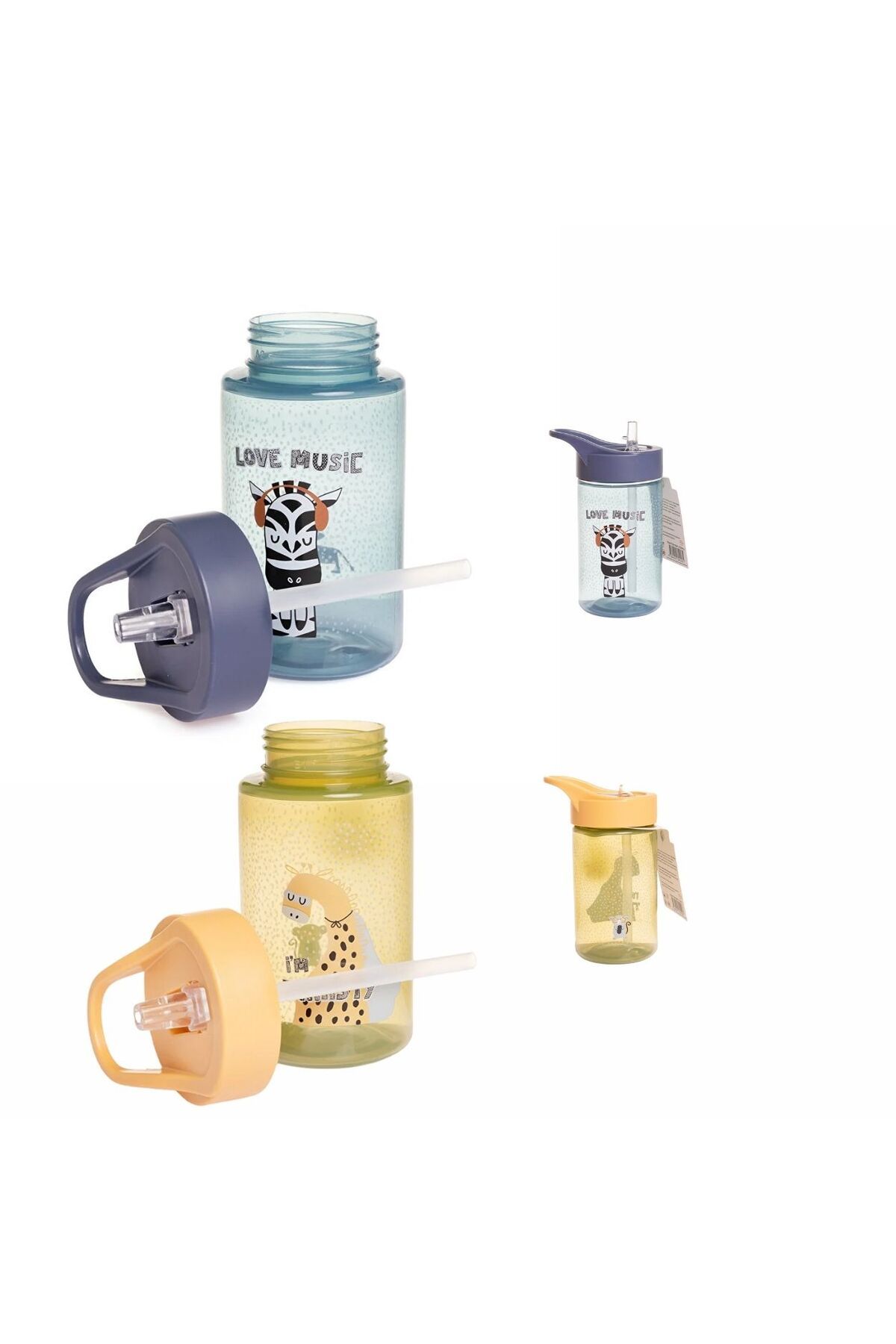 MOISY-Straw Drinking Cup/Drinking Bowl Set of Two Zebra and Dino Pattern 3
