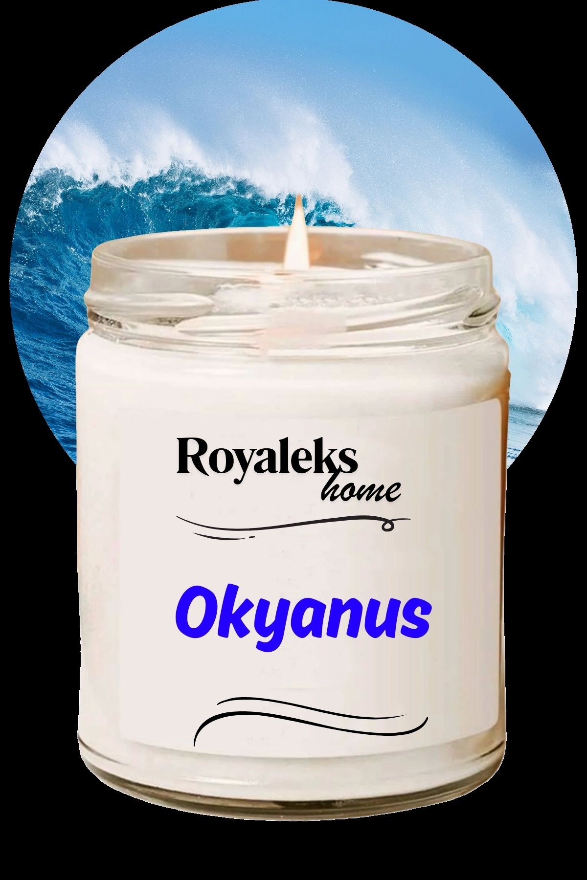 Royaleks Doğal Özel Seri Kokulu Dekoratif Kavanoz Mum 210 cc - Okyanus Esansı - RYL