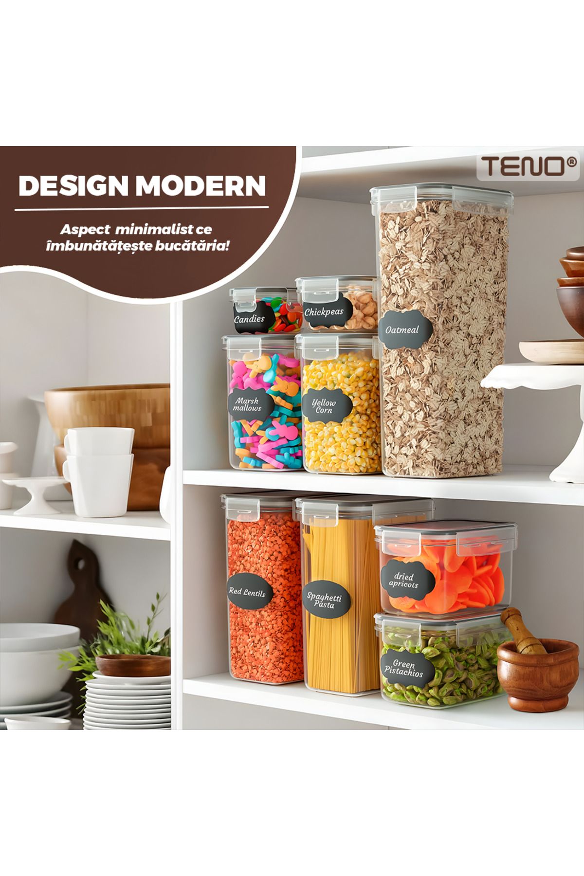 Teno-Set 42 Recipiente pentru Depozitare Alimentara Teno®, fara BPA, diverse dimensiuni, transparent 3