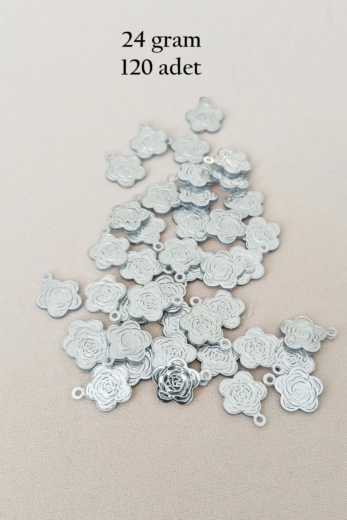 Royaleks Oya Abiye Bileklik Kolye Pleksi Metalik Plastik Pul Gümüş Renk 24 gram 120 adet - BNC584