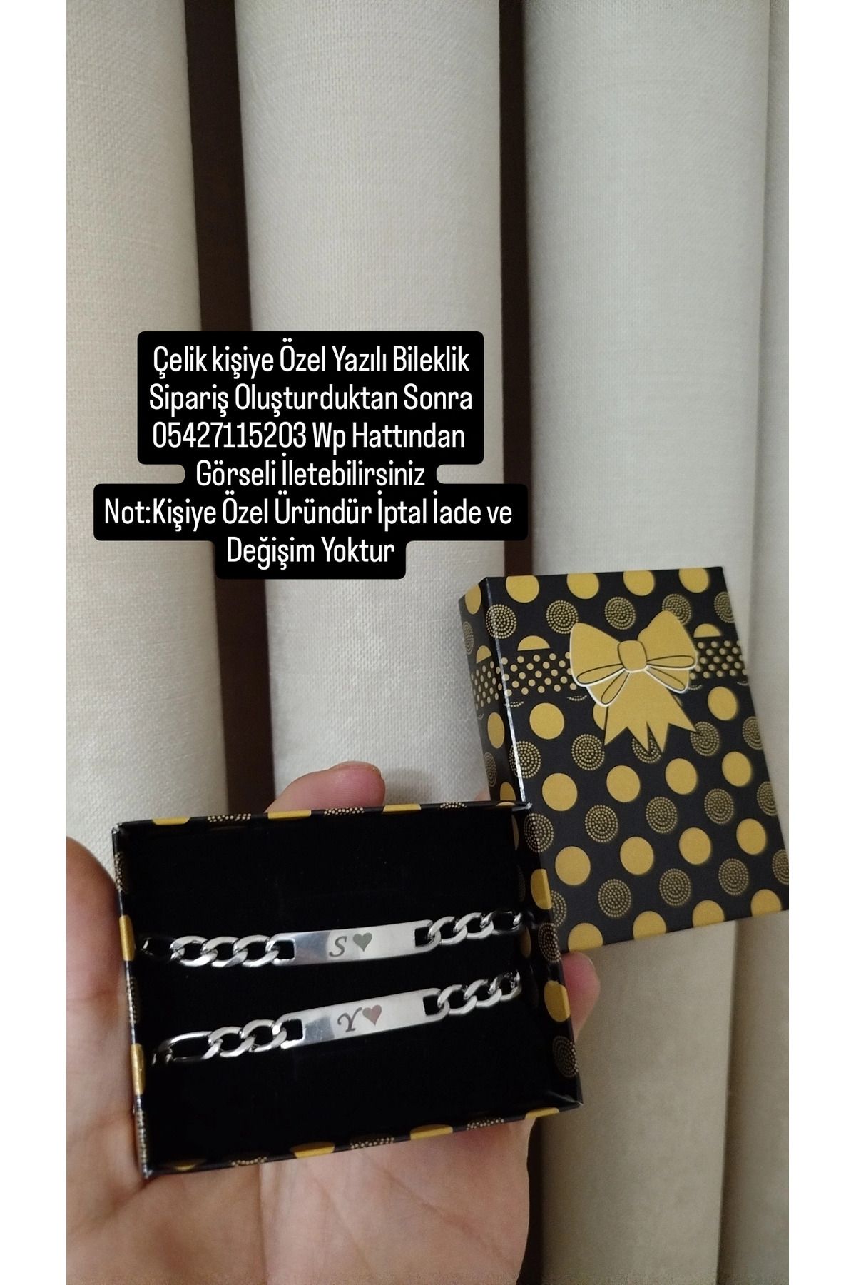 Çelik Çelik Kişiye Özel Yazılı Bileklil
