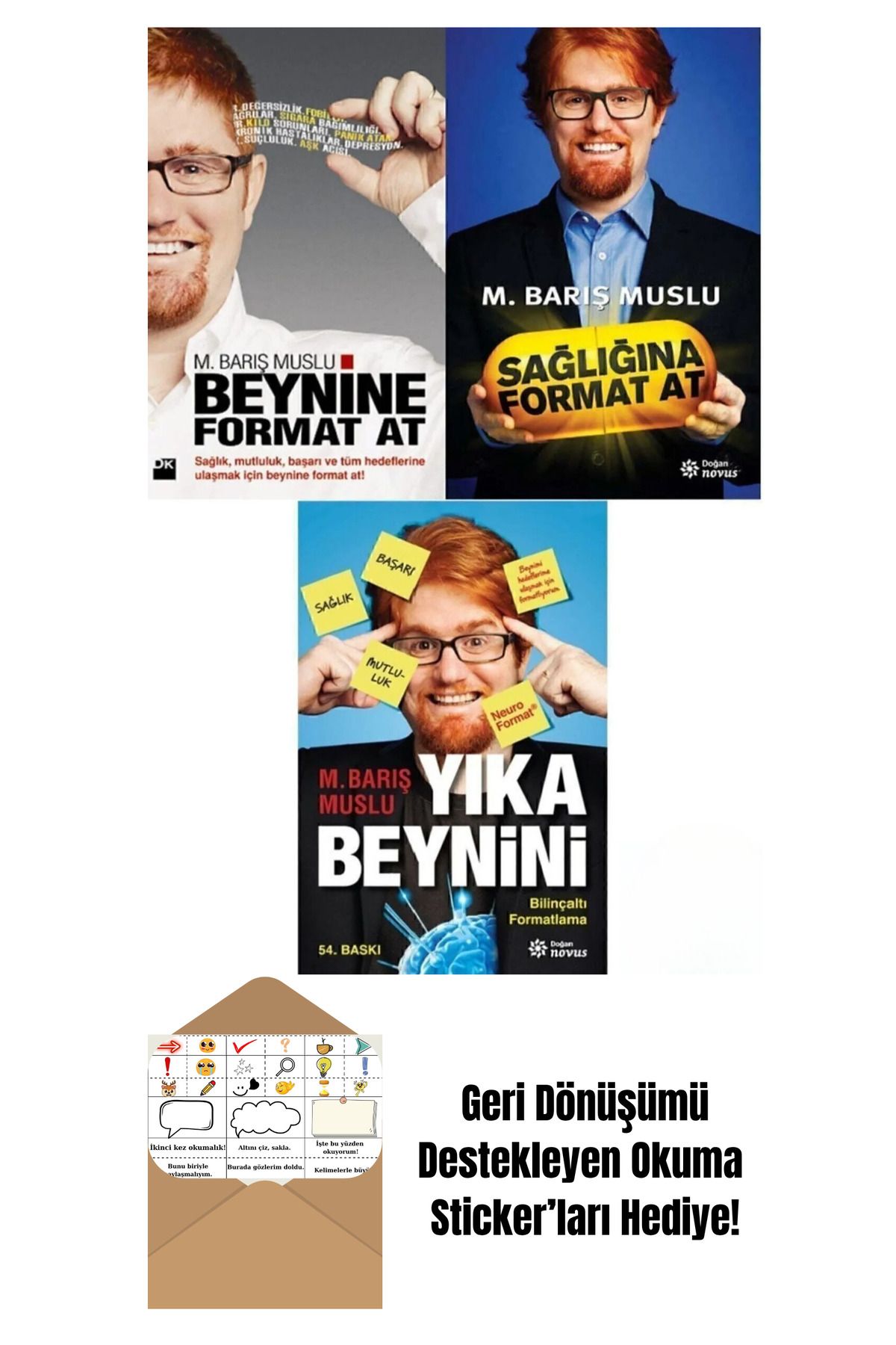 Doğan Egmont Barış Muslu 3 Kitap Set Sağlığına Format At Beynine Format At Yıka Beynini + Okuma Sticker'ları