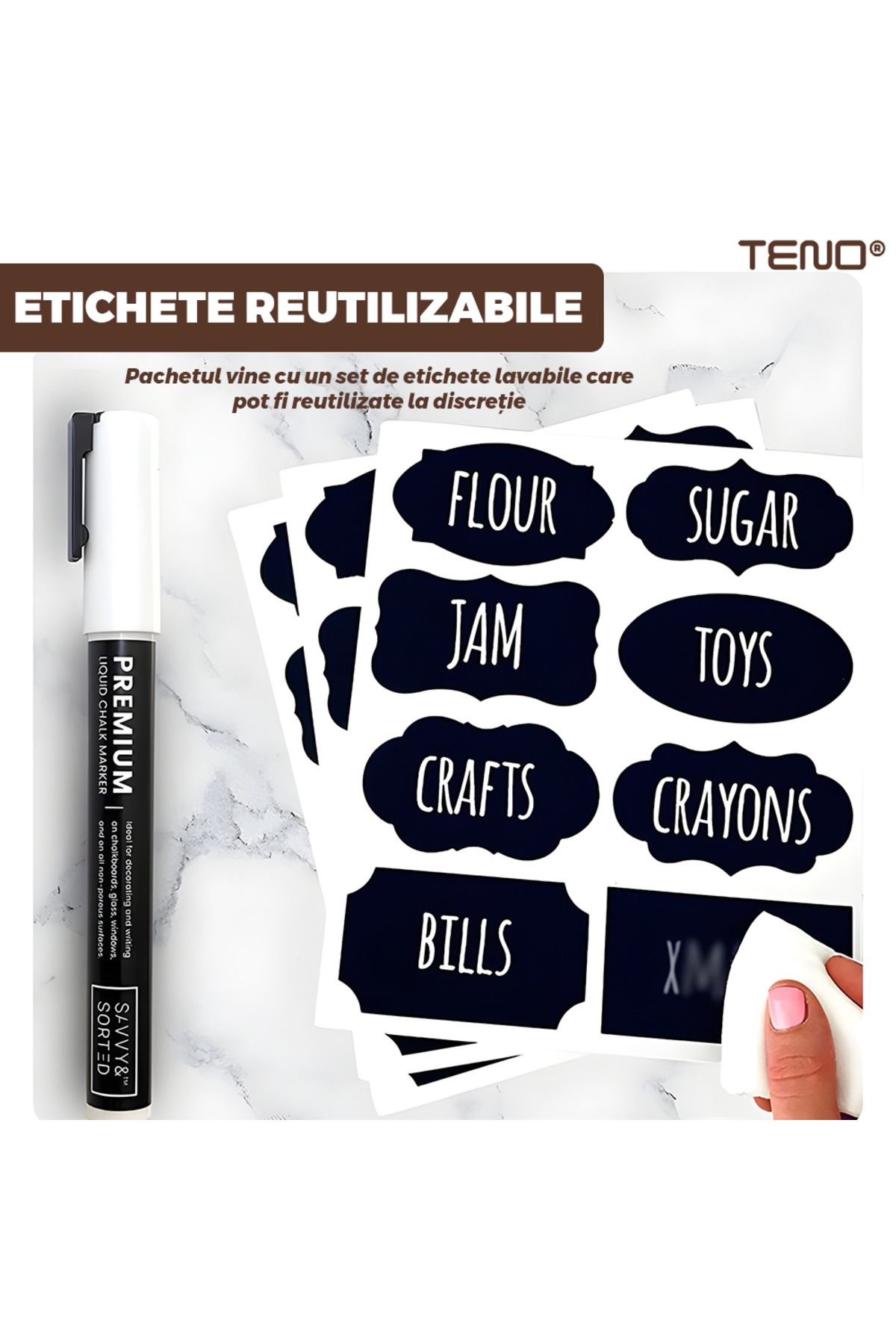Teno-Set 14 Recipiente pentru Depozitare Alimentara Teno®, fara BPA, diverse dimensiuni, transparent 8