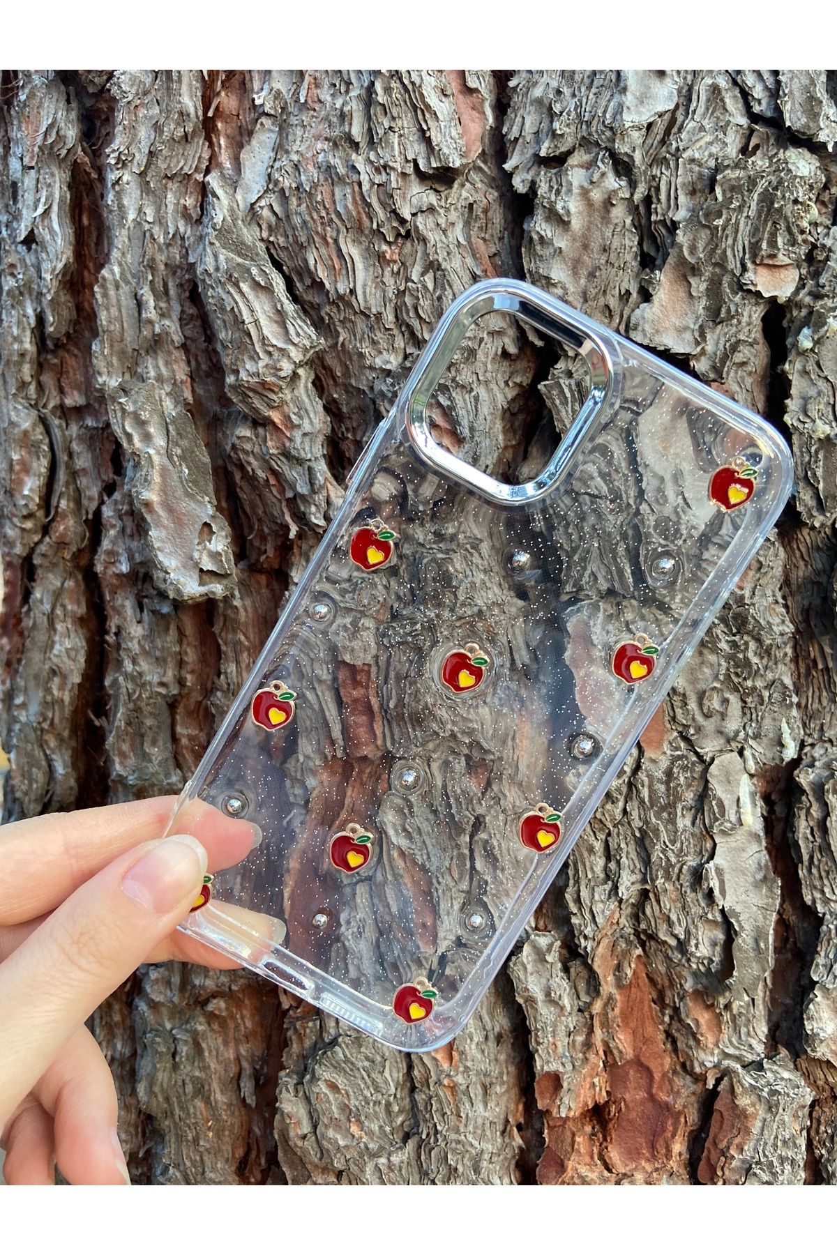 Tasarım Kılıf EXPRESTEN İphone 11 Uyumlu Elma Desenli ŞEFFAF KILIF