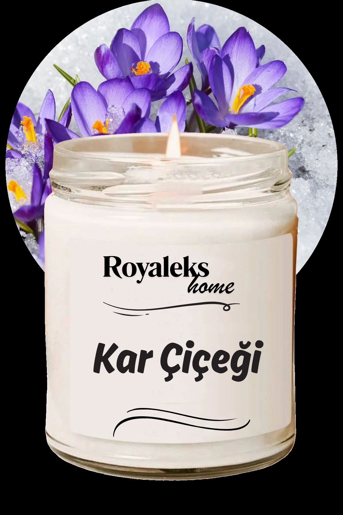 Royaleks Doğal Özel Seri Kokulu Dekoratif Kavanoz Mum 210 cc - Kar Çiçeği - RYL