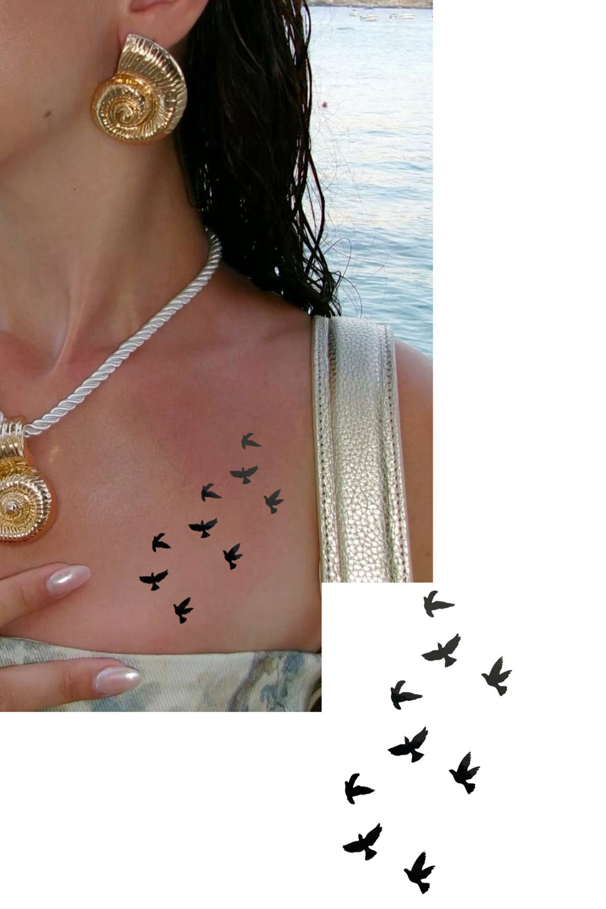 Temporary Mixed Bird Mini Tattoo