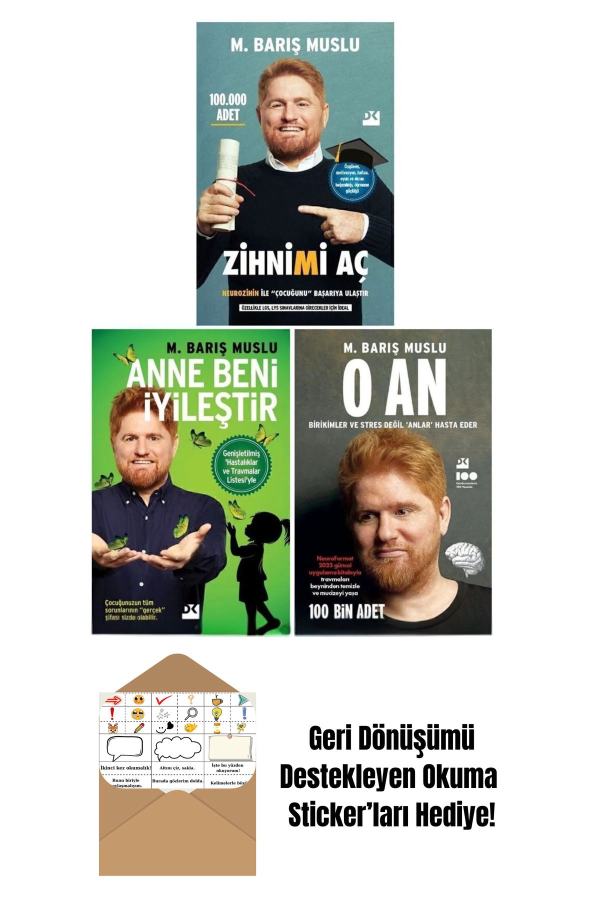 Doğan Egmont Barış Muslu 3 Kitap Set - Zihnimi Aç + O An + Anne Beni İyileştir + Okuma Sticker'ları