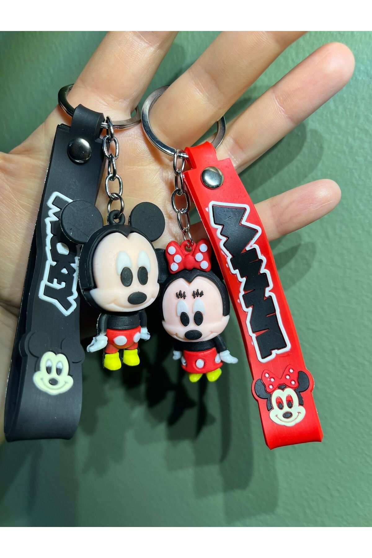 BURUCRAFT MİCKEY MOUSE Sevimli Çift Anahtarlık Sevgili / Maskot / Hediyelik 3D Silikonlu Anahtarlık (2 ADET)