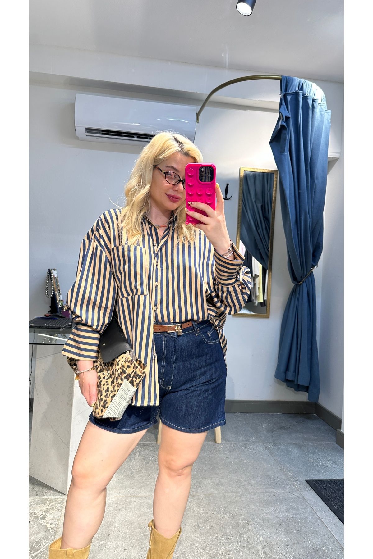 GLAM Yüksek bel denim jean şort