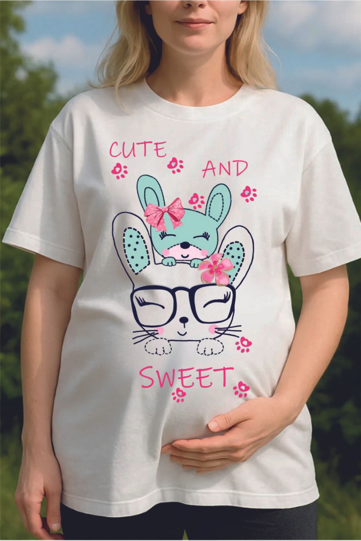 ModaSphere Cut and Sweet Baskılı Hamile Tişört