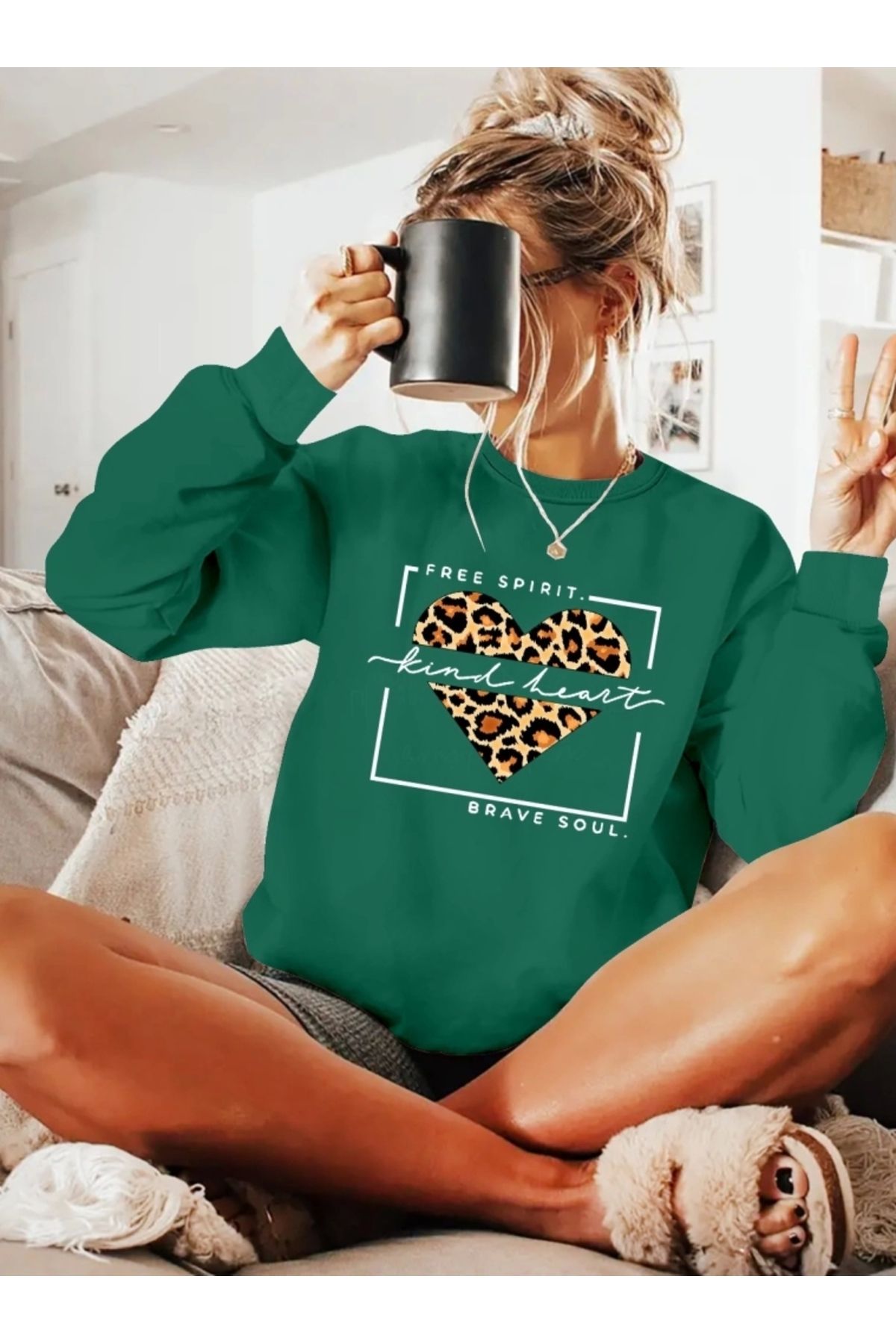 Butik Kadın Uzun Kollu Bisiklet Yaka Desenli Viskon Iki Iplik Bluz
