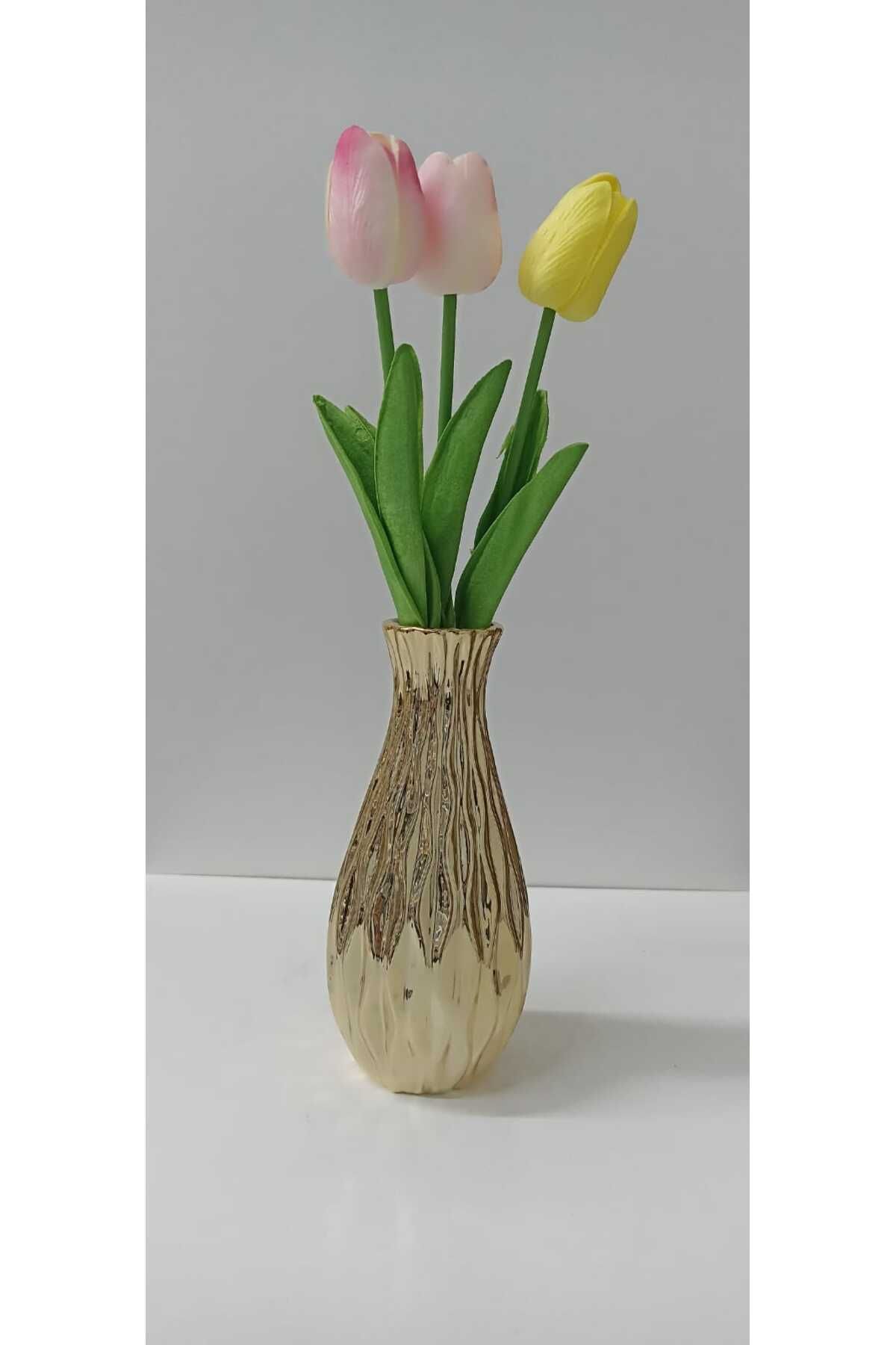 Yonca Hediyelik SERAMİK GÜMÜŞ,GOLD KAPLAMA VAZO (18 CM )