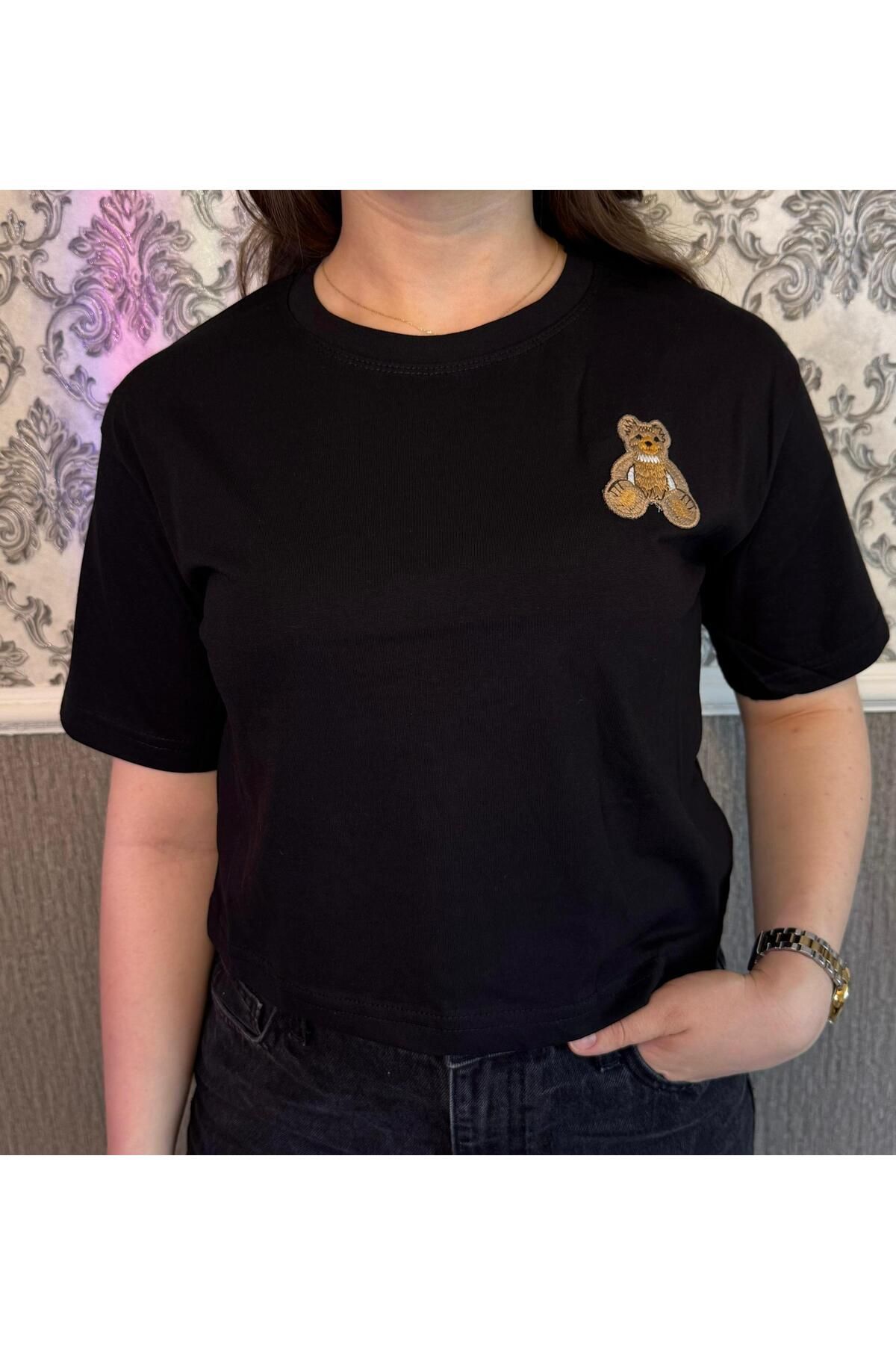 LASVİKA kadın ayıcık detaylı tshirt