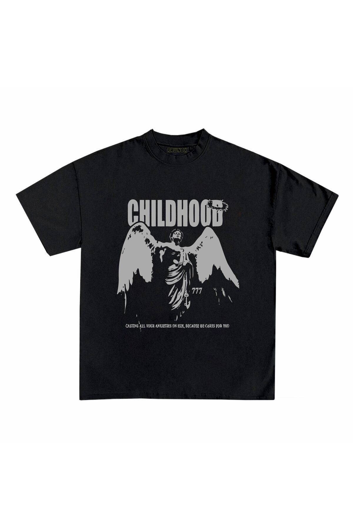 RawNox Unisex Bol Kalıp Relax Childhood Baskılı T-shirt