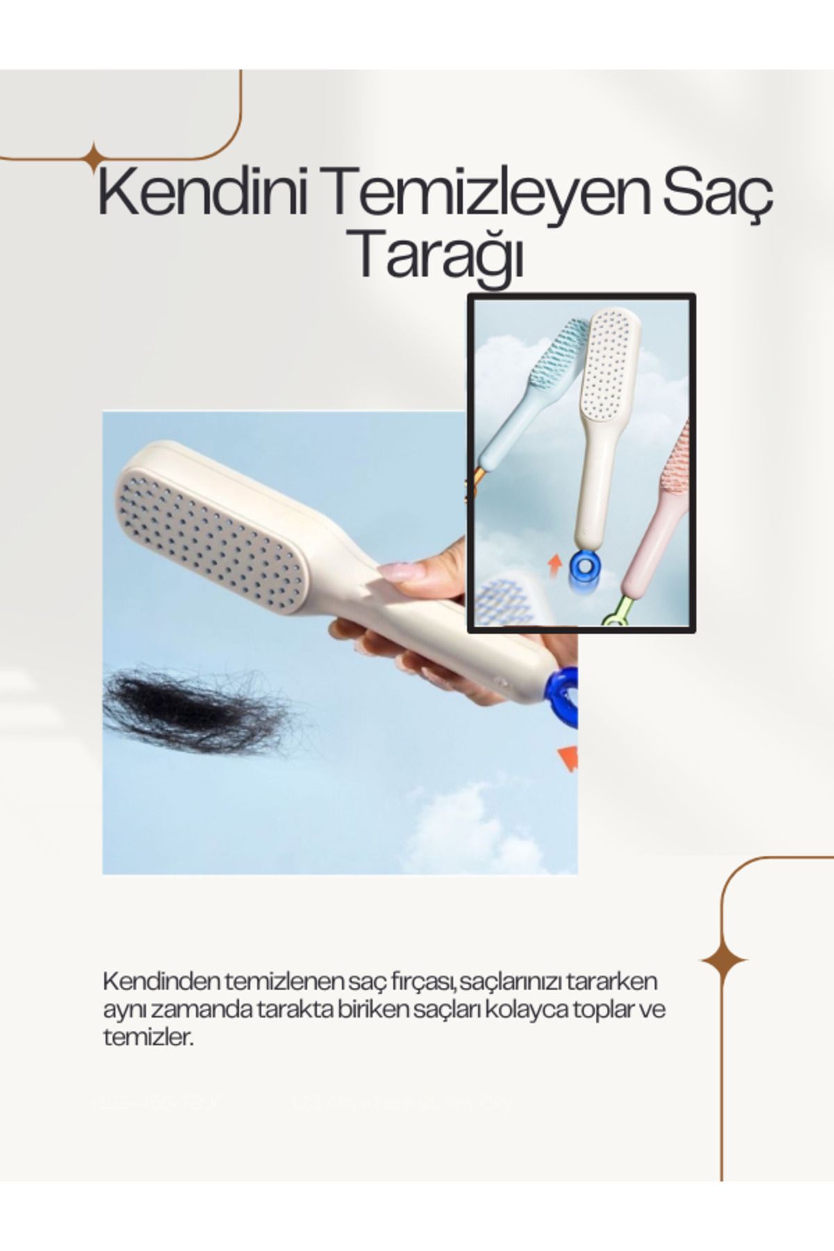 ANI OFİS KIRTASİYE Kendini Temizleyen Saç Tarağı Masaj Etkili Elektriklenmeyi Önleyen Statik Saç Fırçası Tarak