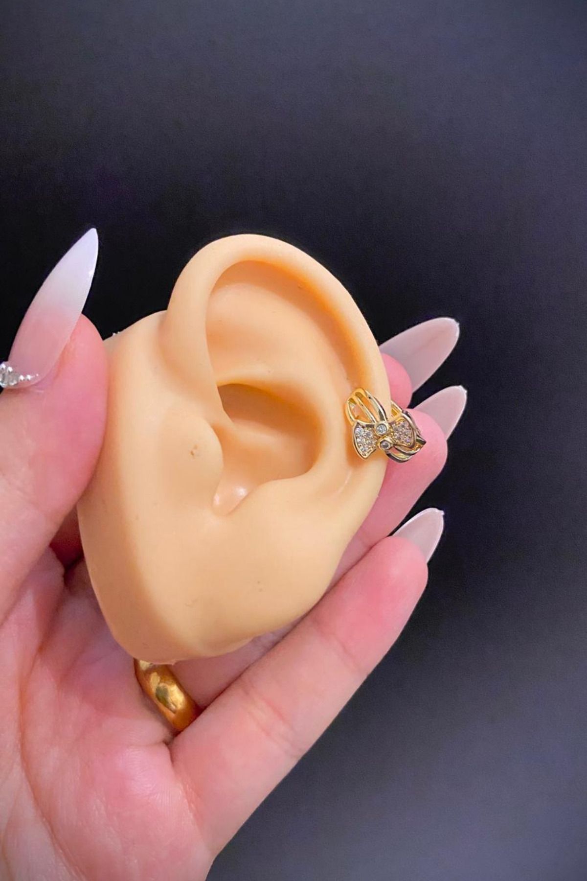 Blisse Piercing Kadın Gold Renk Zirkon Taşlı 316L Çelik Helix & Lobe Kıkırdak Piercing