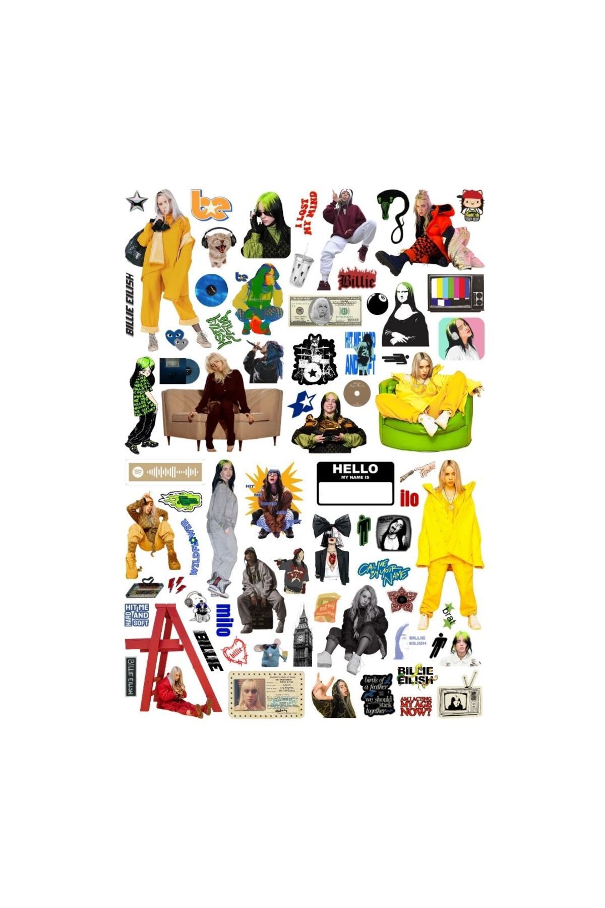 Ororabutik 73 Adet Billie Eilish Pop Sticker Seti - Etiket Seti Sketchbook