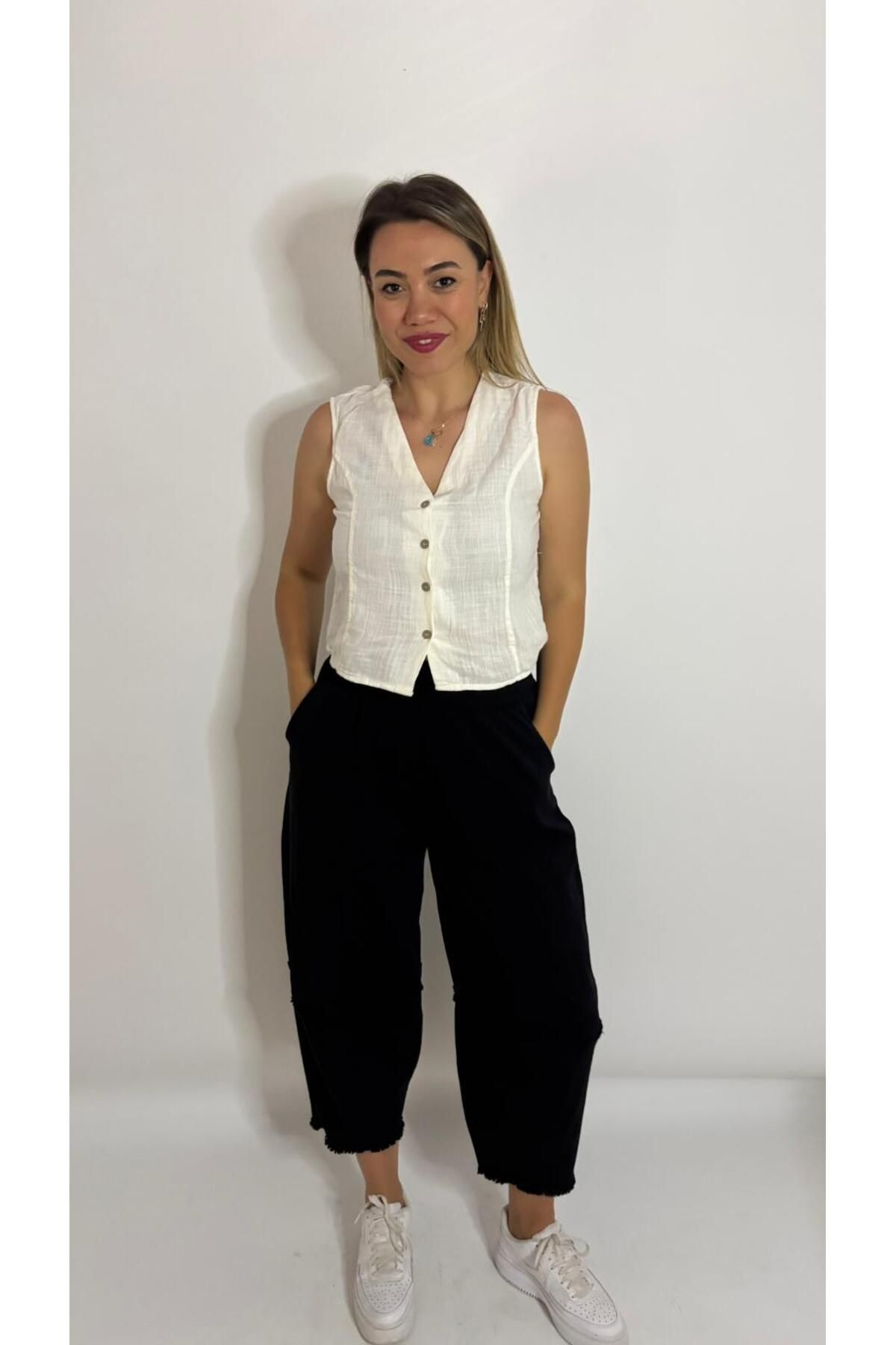 HT Boutique Gabardin Paçali Şalvar