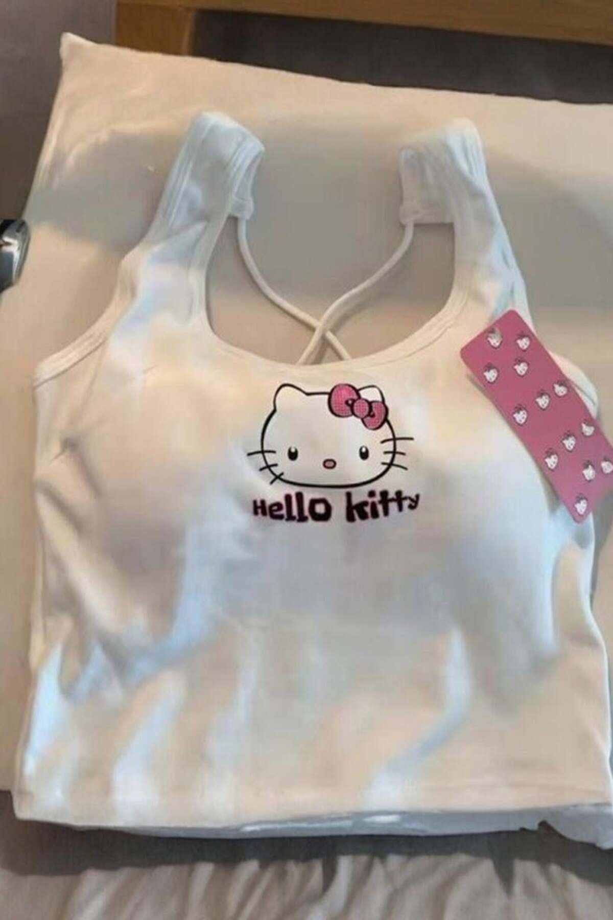 Pop Giyim Hello Kitty Gloplu Sırt Dekolteli Askılı Büstiyer