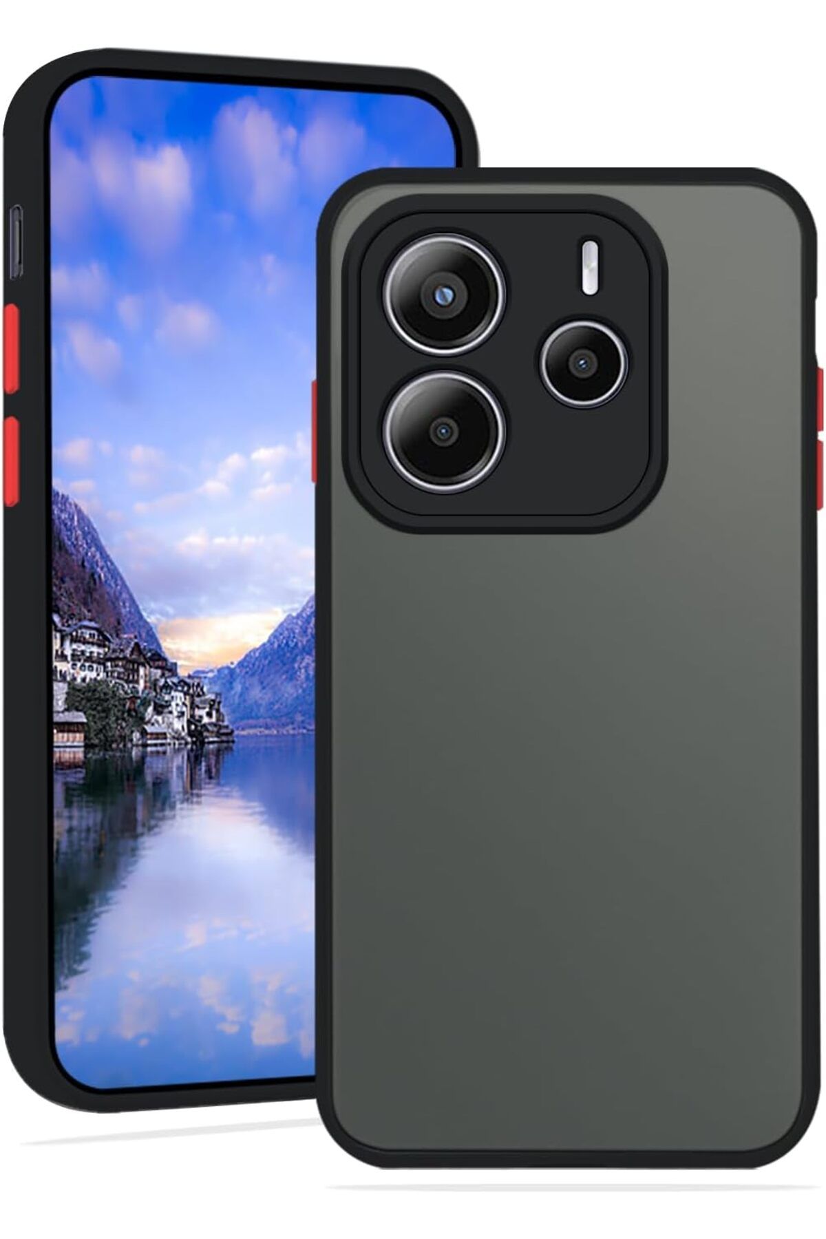 Rivor Xiaomi Redmi Note 14 4G Uyumlu Kılıf Kamera Korumalı Buzlu Kenarları Tuşları Renkli Mat Sert Kapak