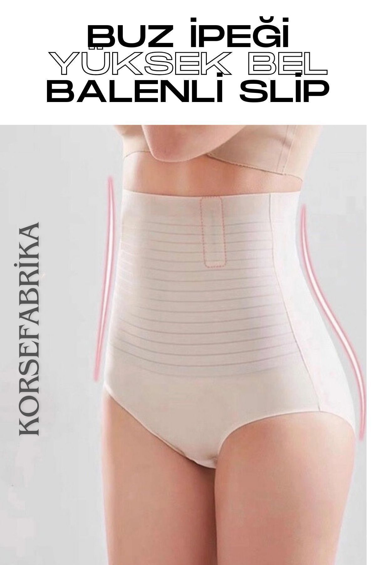 korsefabrika trend mood store Balenli Siyah-ten 2'li Yüksek Bel Iz Yapmaz-dikişsiz-lazer Kesim Buz Ipek Push-up Korse görsel 5
