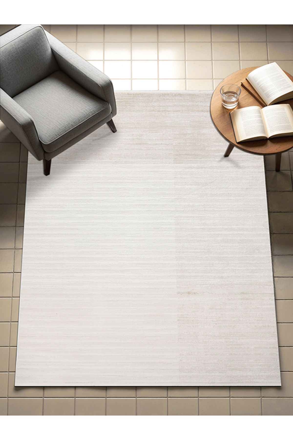 PARLA CARPET Ekru Yumuşak Dokulu Makine Halısı Tozumaz Saçaklı Yolluk Çocuk Oturma Odası Mutfak Salon