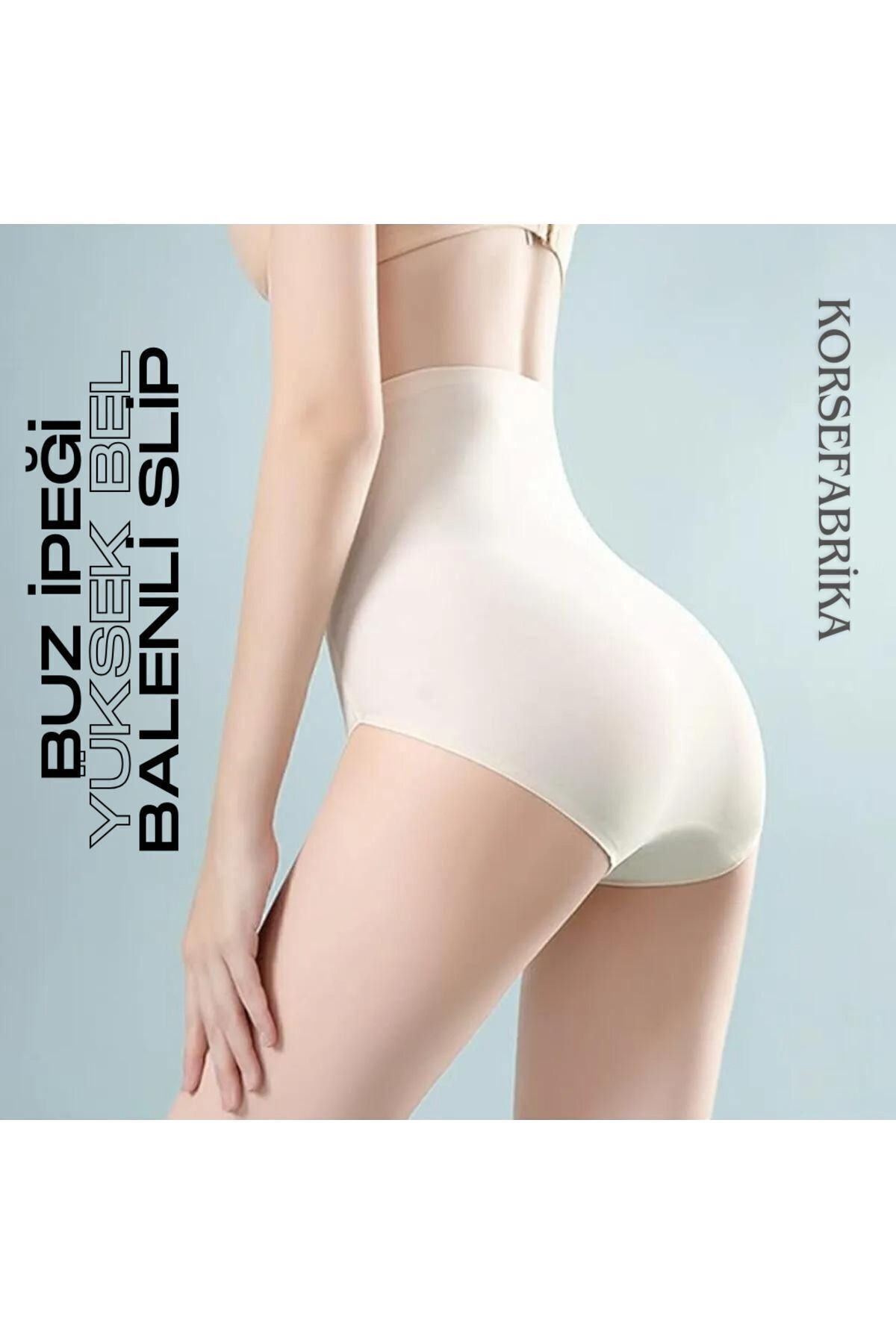 korsefabrika trend mood store Balenli Siyah-ten 2'li Yüksek Bel Iz Yapmaz-dikişsiz-lazer Kesim Buz Ipek Push-up Korse görsel 2