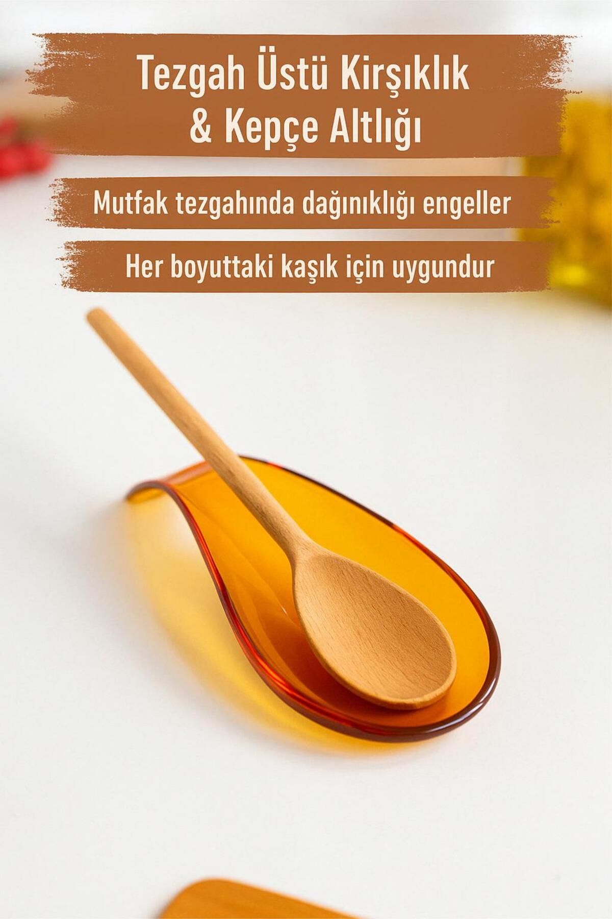 Mu Art Ahşap Akrilik Bal Tezgah Üstü Kirli Kaşıklık & Kepçe Altlığı