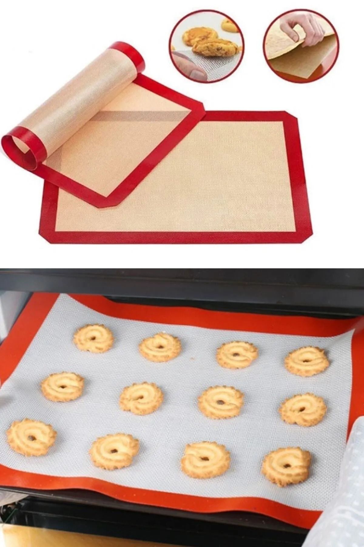 ZeytStore Fırınlanabilir Yıkanabilir Kendinden Yağlı Silikon Pişirme Matı 30x40 Hamur Açma Matı Silpatı