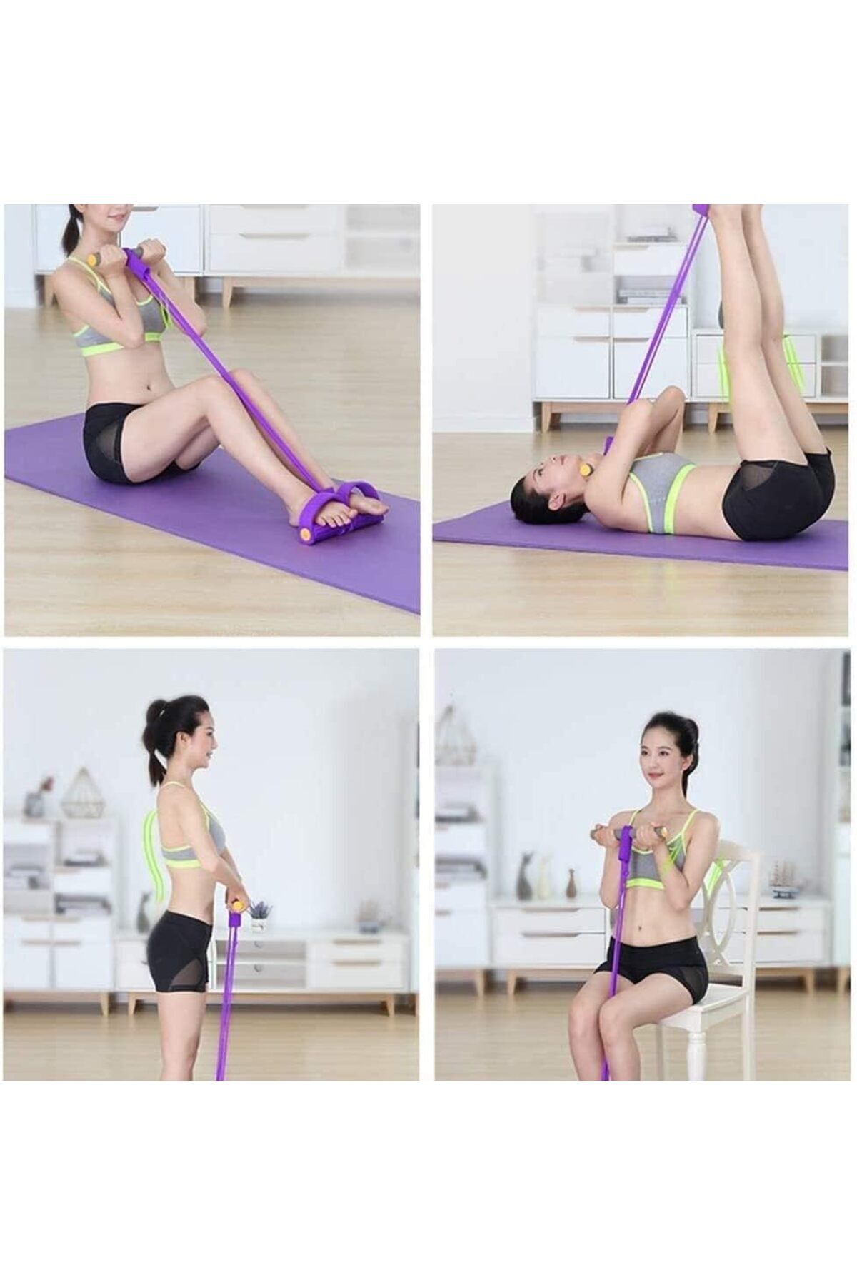 حبل مقاومة للياقة البدنية من مع شريط شد مرن للرجلين والفخذين والذراعين والظهر تومي