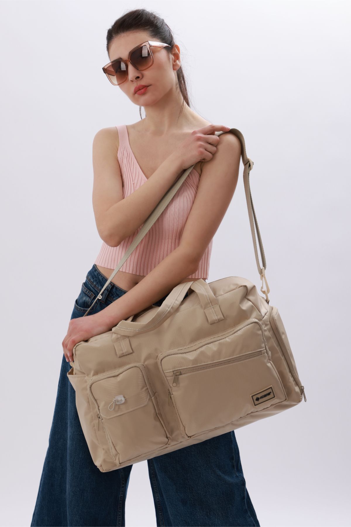 ICONE BAG-Large Size Travel Bag - Adjustable with Shoe Compartment, Suitcase Attachment, and Water Repellent Multi-Pockets 8